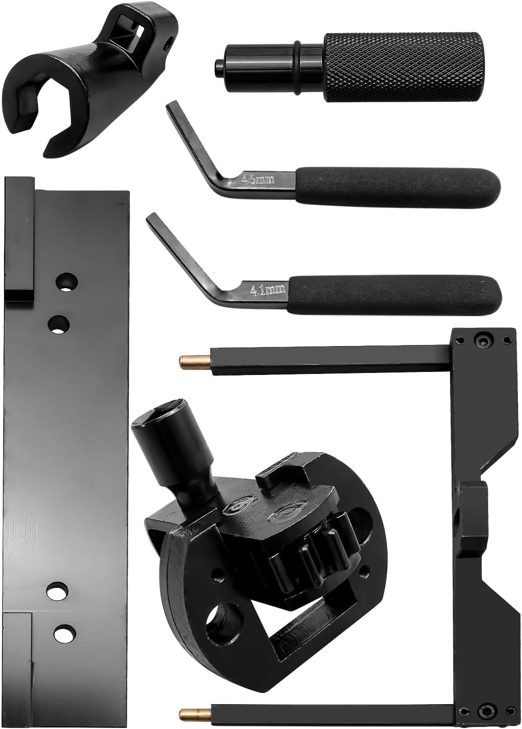 Engine Timing Tool Set Fit for Detroit Diesel DD15 DD16, Include TDC Locating Pin Camshaft Timing Tool Brake Adjustment Tool Barring Tool and Fuel Line Socket, Heavy Duty Steel