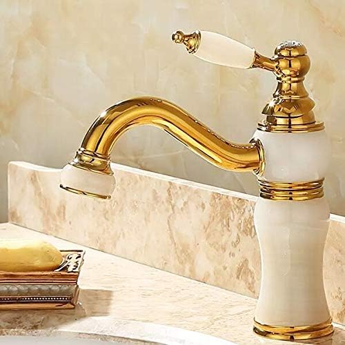 Bathroom Faucet Brass and Jade Faucet Bathroom Basin Faucet Sink Mixer Tap Gold Sink Faucet Bath Basin Sink Faucet(Light Green)