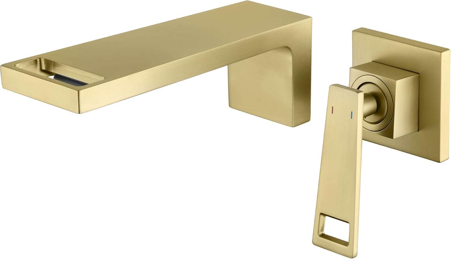 Sumerain Wall Mount Bathroom Sink Faucet with Adjustable Aerator and Brass Materail, Brushed Gold