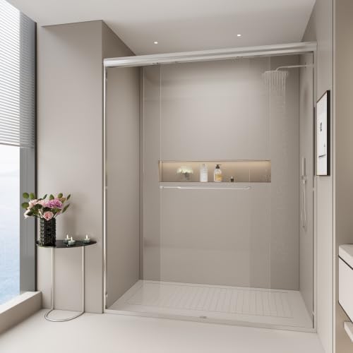 56-60 in. W x 72 in. H Double Sliding Shower Door, Semi-Frameless Bypass Bathroom Sliding Door with 1/4