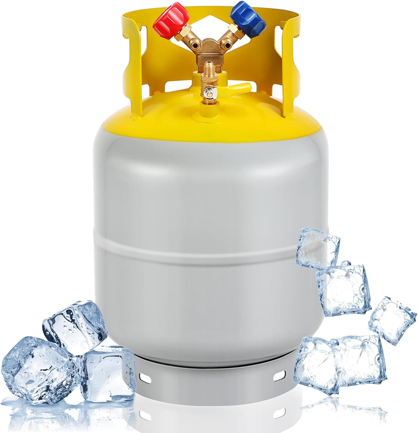 Dollate 30LB Refrigerant Recovery Tank for R12, R22, R134A, R410A, etc HVAC Cylinder Refrigerant Recovery Cylinder Tank 1/4 SAE Y-Valve Freon Recovery Tank