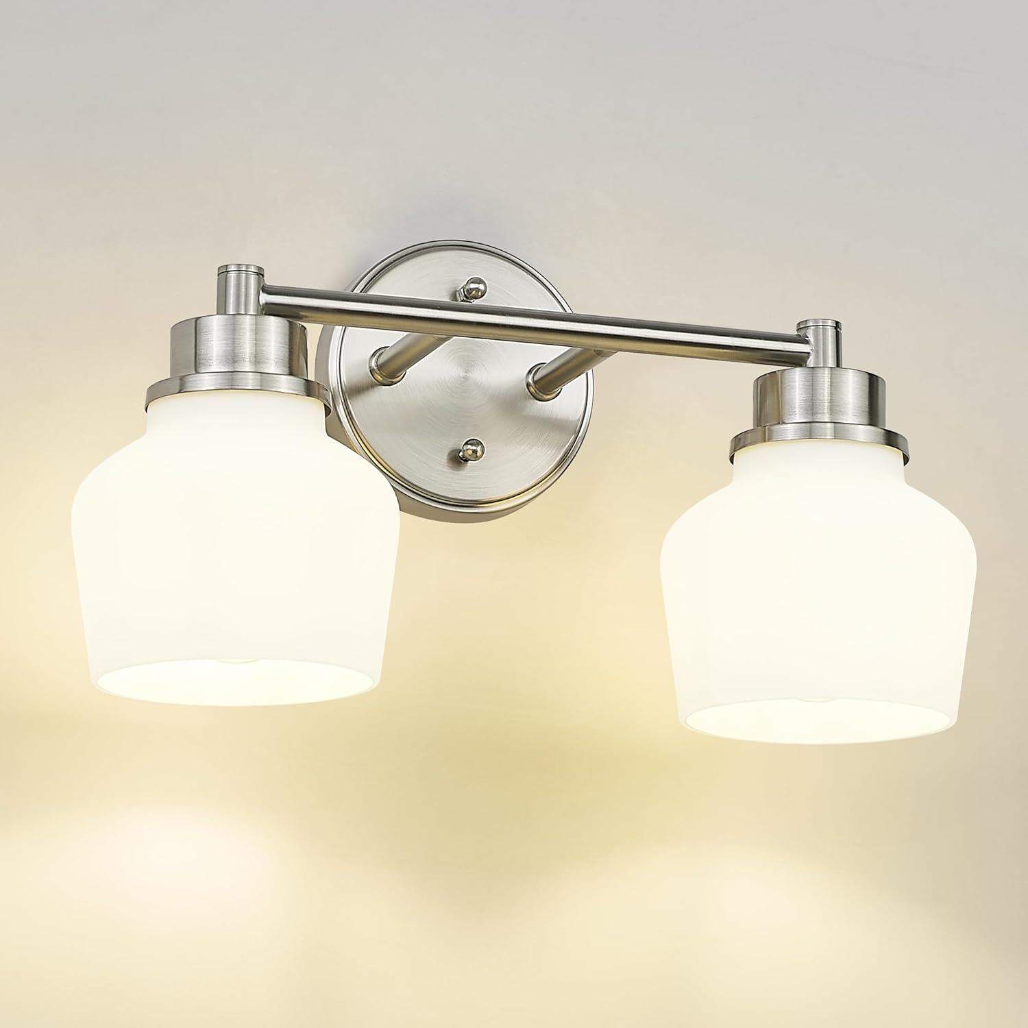Emak Gold Vanity Light with Milk Glass Shade, Modern Bathroom Light Fixtures Over Mirror, 3-Light Bathroom Vanity Lights for Mirror, Bath, VL122-GD-ML-3