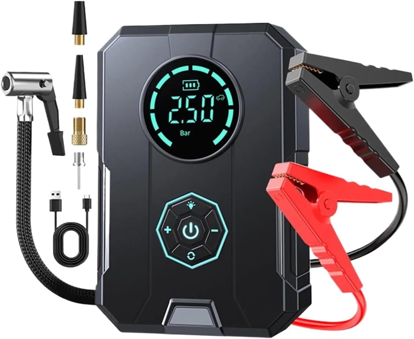 Generic Portable Tire Inflator Convenient With 12V Car Power Cord Quick Inflation Portable Air Pump For Rubber Boats Suvs