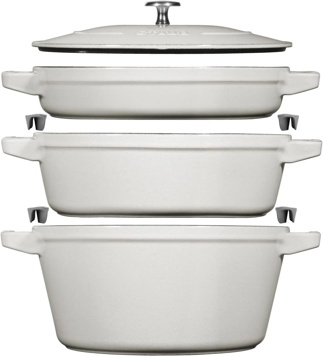 STAUB La Cocotte Cast Iron Round Saucepan Set with White Truffles, Set of 3