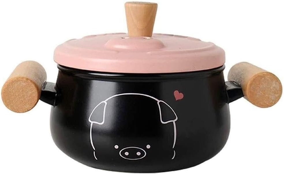 2.5L Ceramic Casserole Soup Pot, Nordic Round Cooking Pot with Lid, Heat-Conductive, Non-Toxic, Ideal for Gas Stoves, Stews, Soups, and Porridges