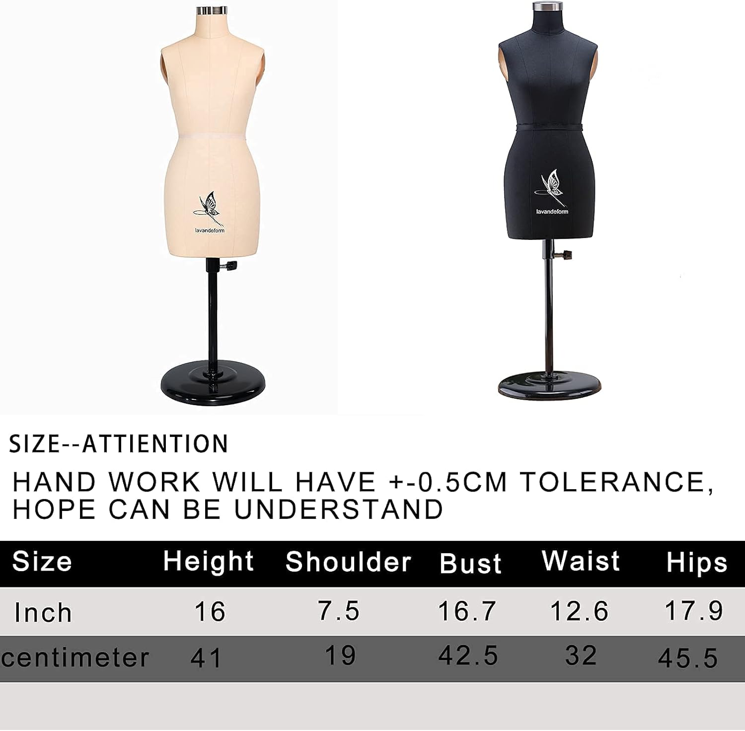 Half Scale Dress Form 1:2 Miniature Sewing Half Size Mannequin. straightly into Body Inside,（Not Adult Full Size） Fully Pinnable Dressmaker Dummy. (beiges)