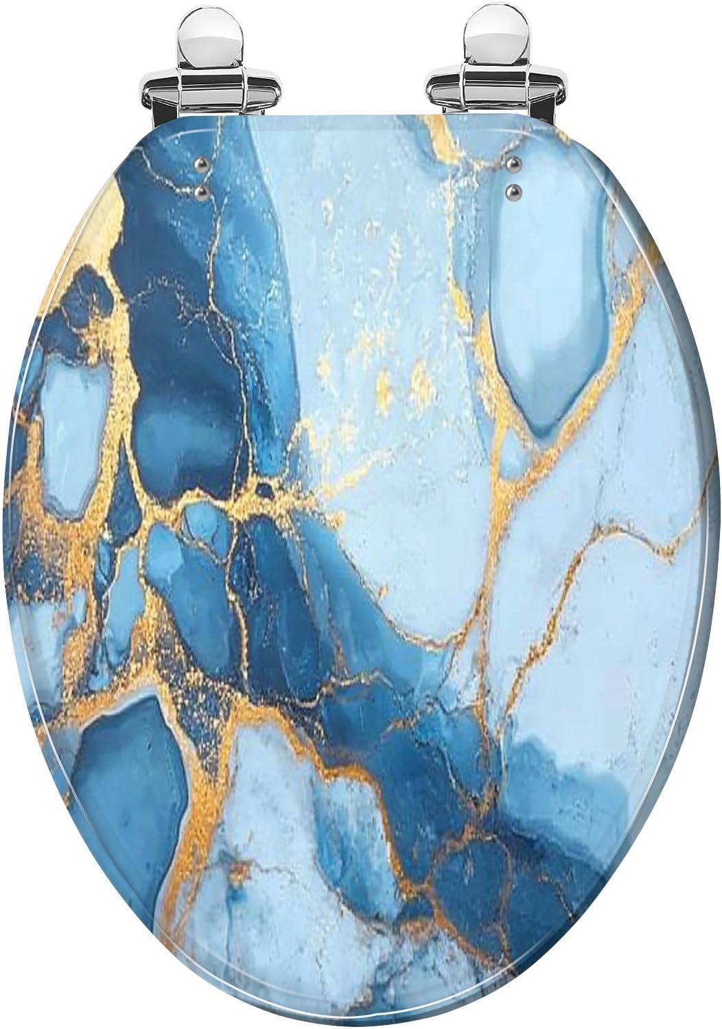 Elongated Toilet Seat blue gemstone marble agate quartz orange yellow Resin Toilet Seat Quietly Close Quick Release Hinges with Cover Bumpers Decorative Easy to Install Clean