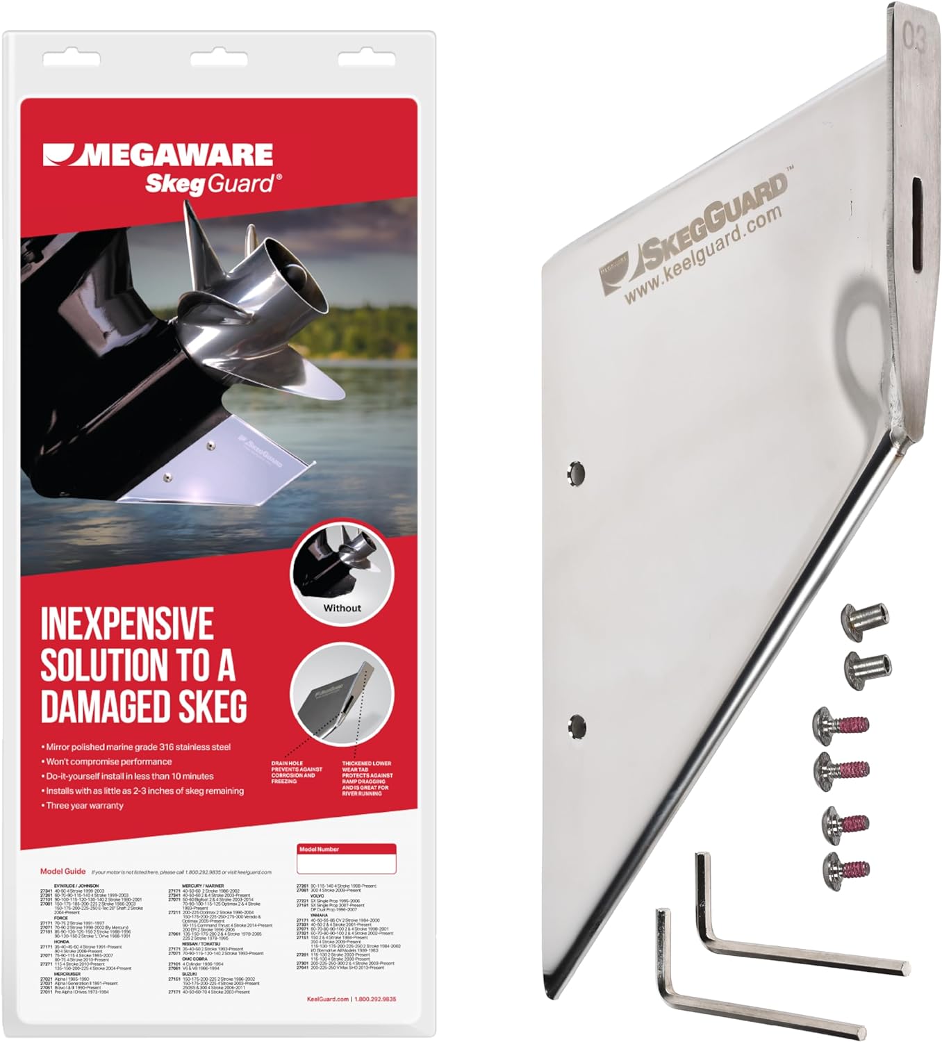 MEGAWARE KEELGUARD 27301 SKEGGUARD Fits Yamaha 200hp V6 2002-2018, 200 & 250hp VMAX SHO 25