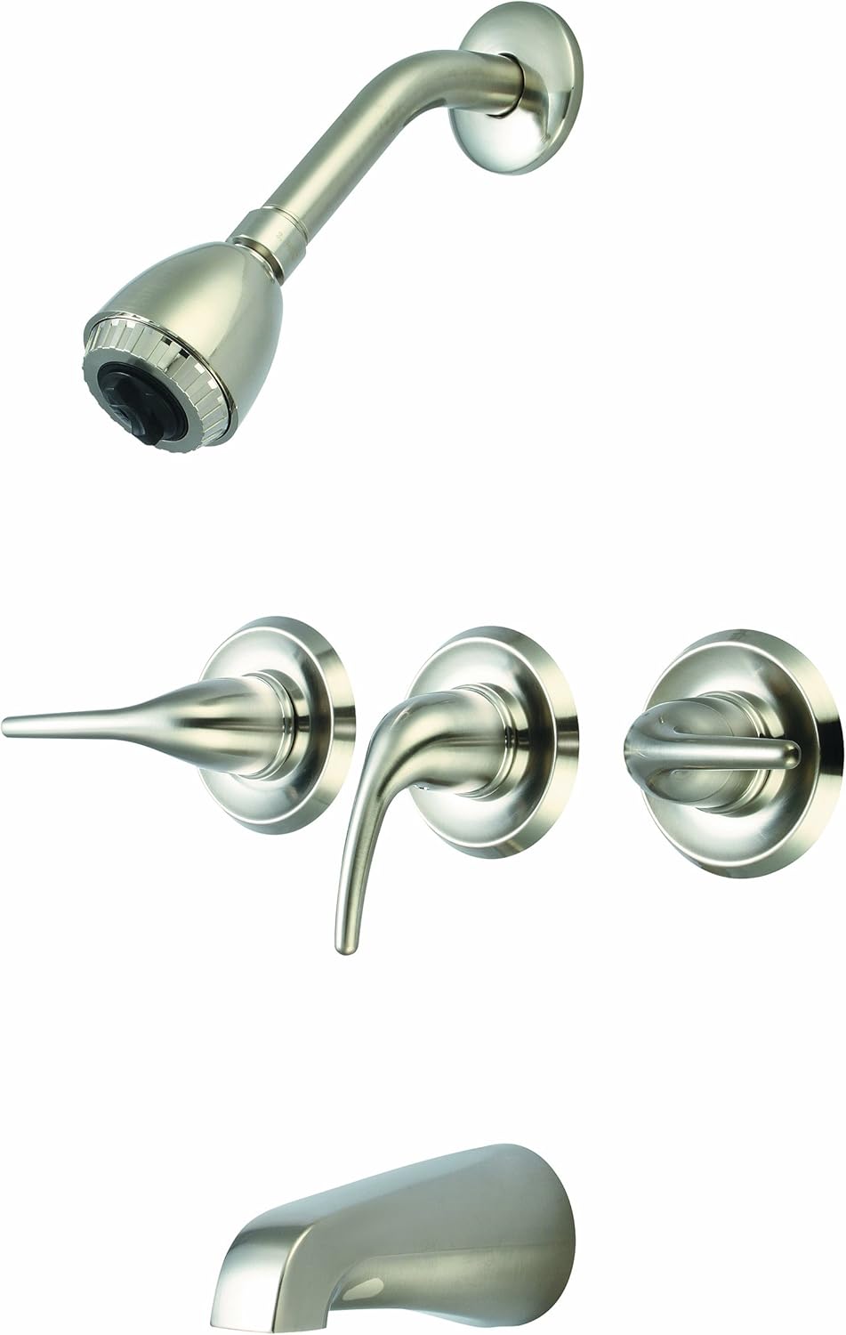 Olympia Faucets P-3250-BN Three Handle Tub/Shower Set, PVD Brushed Nickel Finish
