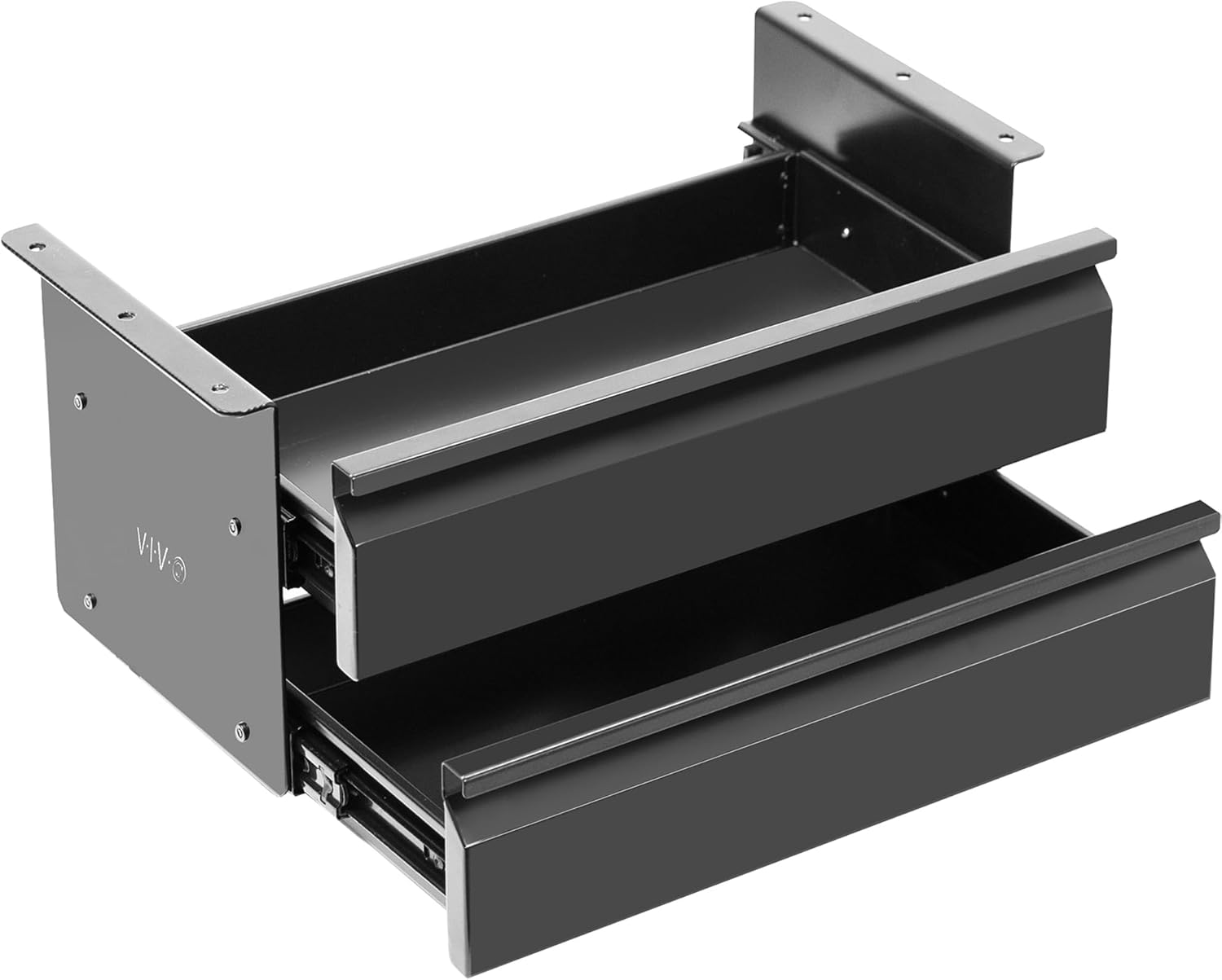 VIVO 16 inch Slide Out Dual Tier Desk Drawer, Under Desk 2 Layer Storage, White, DESK-DR02W