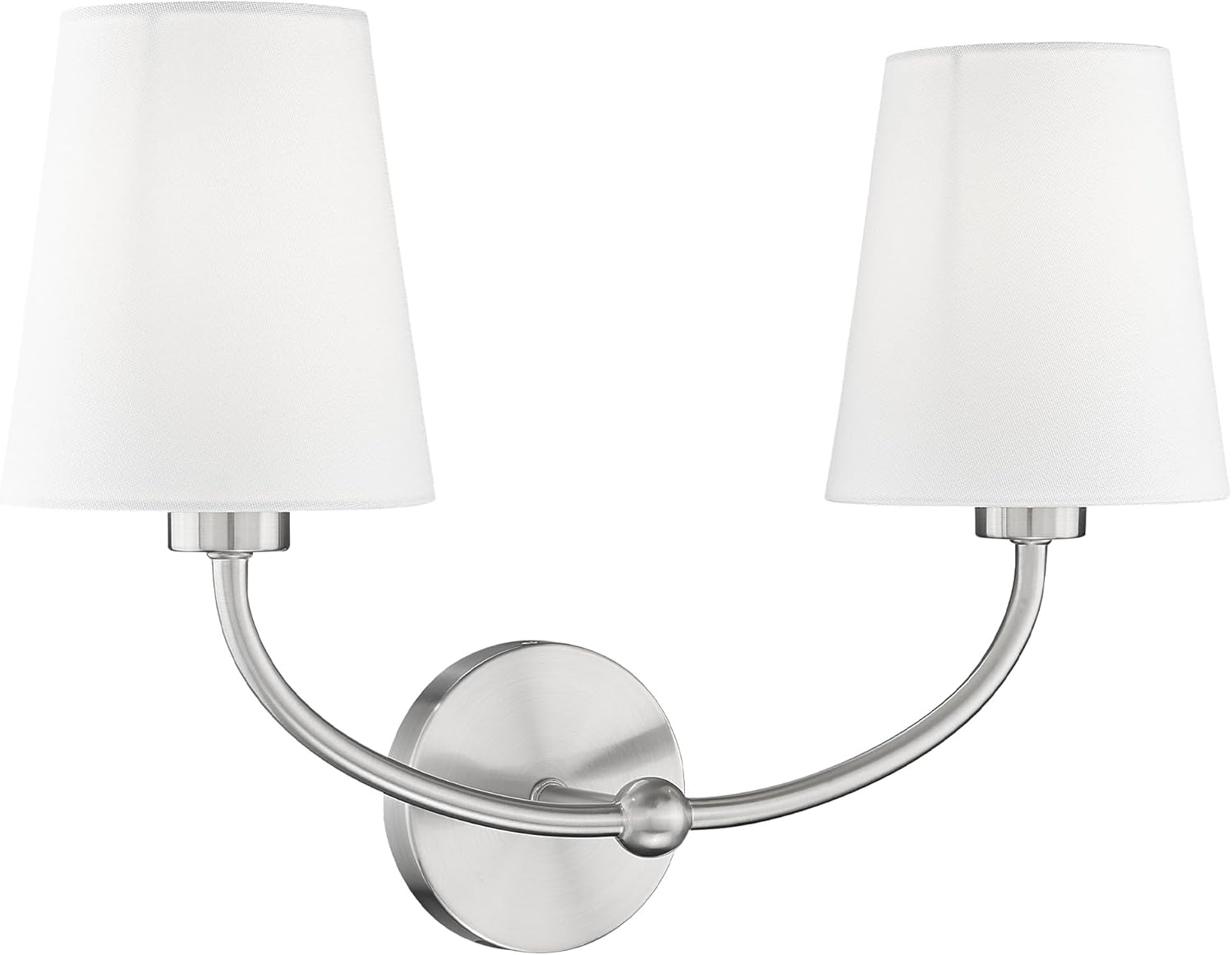 Emak 29 Inch Bathroom Lighting Fixtures Over Mirror, 4-Light Bathroom Vanity Light Wall Sconce with Flared White Fabric Shade, Brushed Gold Vanity Lights for Bathroom, Mirror, VL132-BGD-WF-4