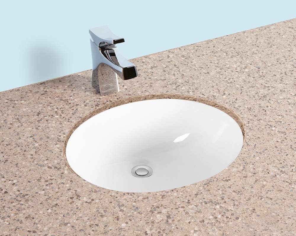 Romano 1916, Bathroom Sink Undermount Oval - White, 19''x16'' - Single Ceramic Basin Bowl Vanity Lavatory