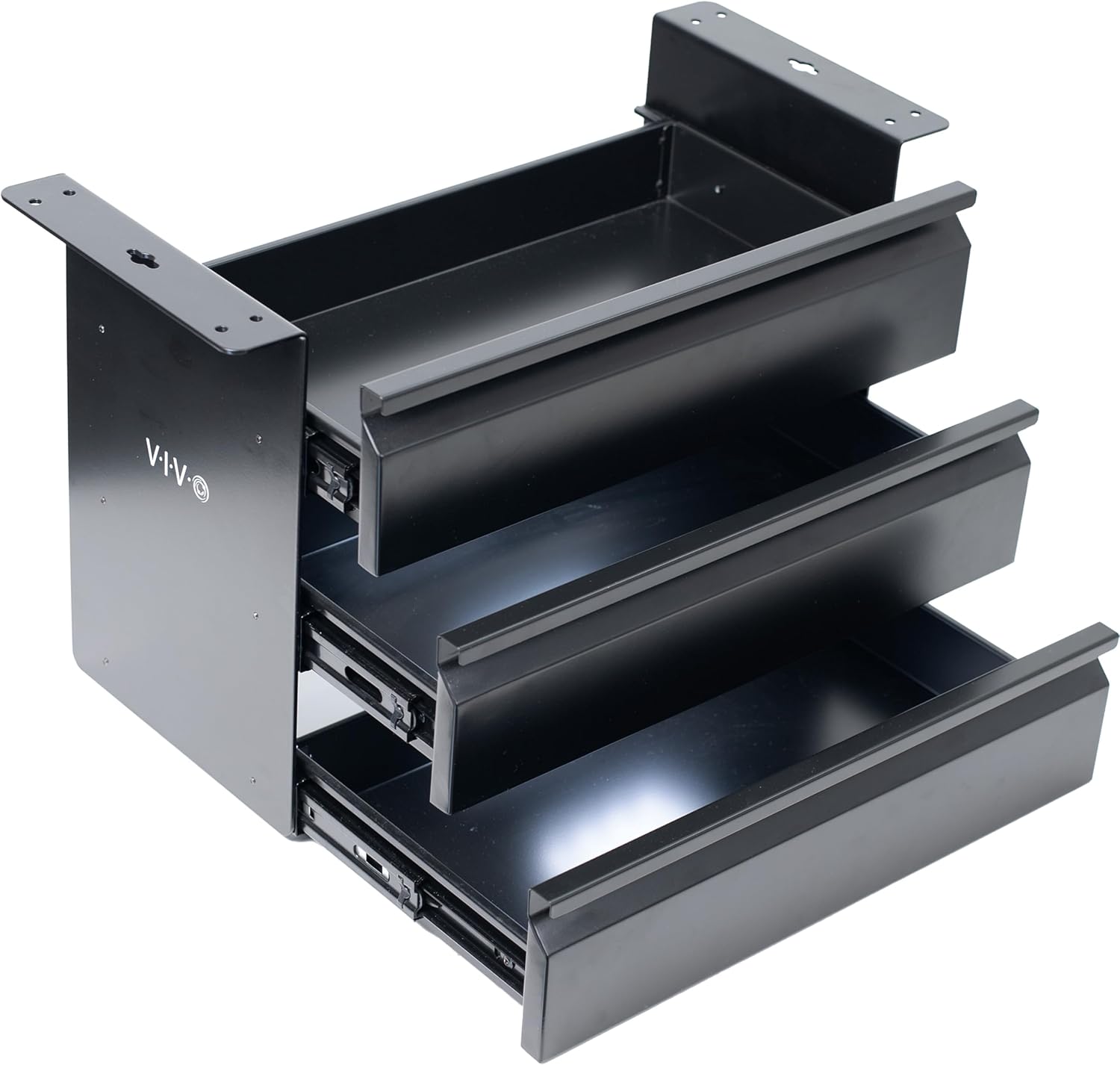 VIVO 16 in Slide Out Dual Tier Storage Drawer, Under Desk 3 Layer Organizer, Black, DESK-DR03