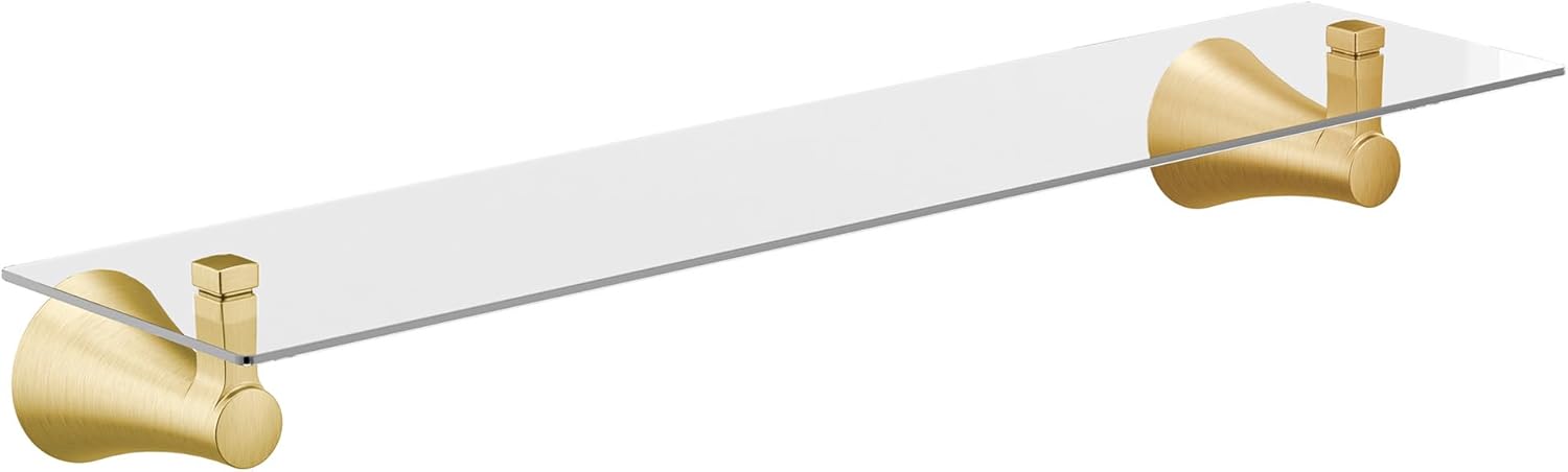 Moen Flara Brushed Gold Glass Bathroom Vanity Shelf, 21