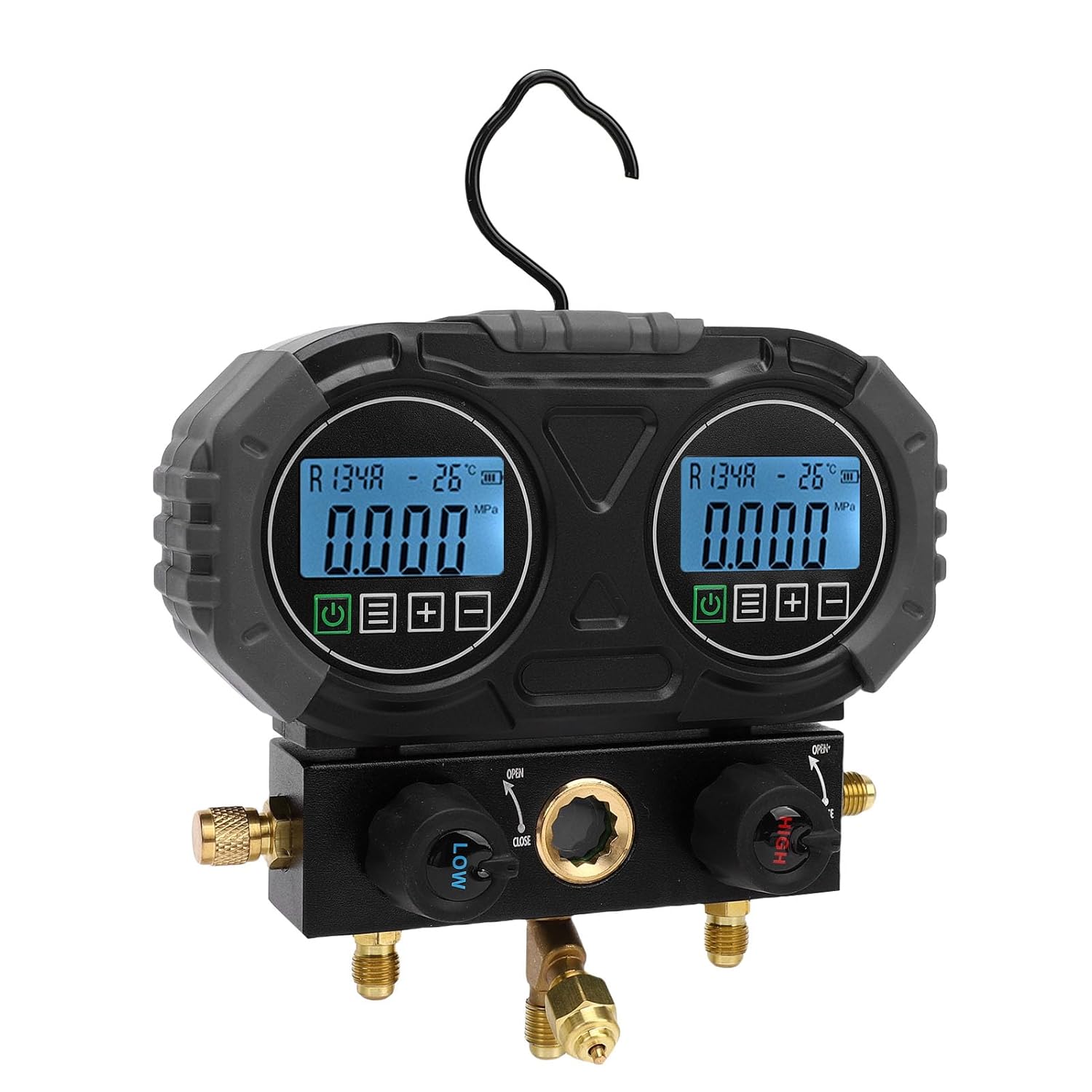 Digital Manifold Pressure Gage, Electronic HVAC Refrigerant Recharge Pressure Tester Tool with Design, for Charging AC or HVAC Refrigerants