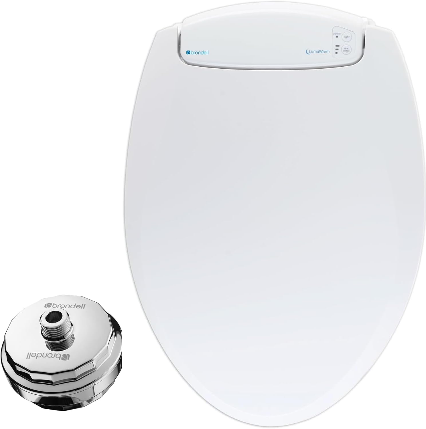Brondell L60-EW LumaWarm Heated Elongated Toilet Seat & VivaSpring Compact Shower Filter Bundle