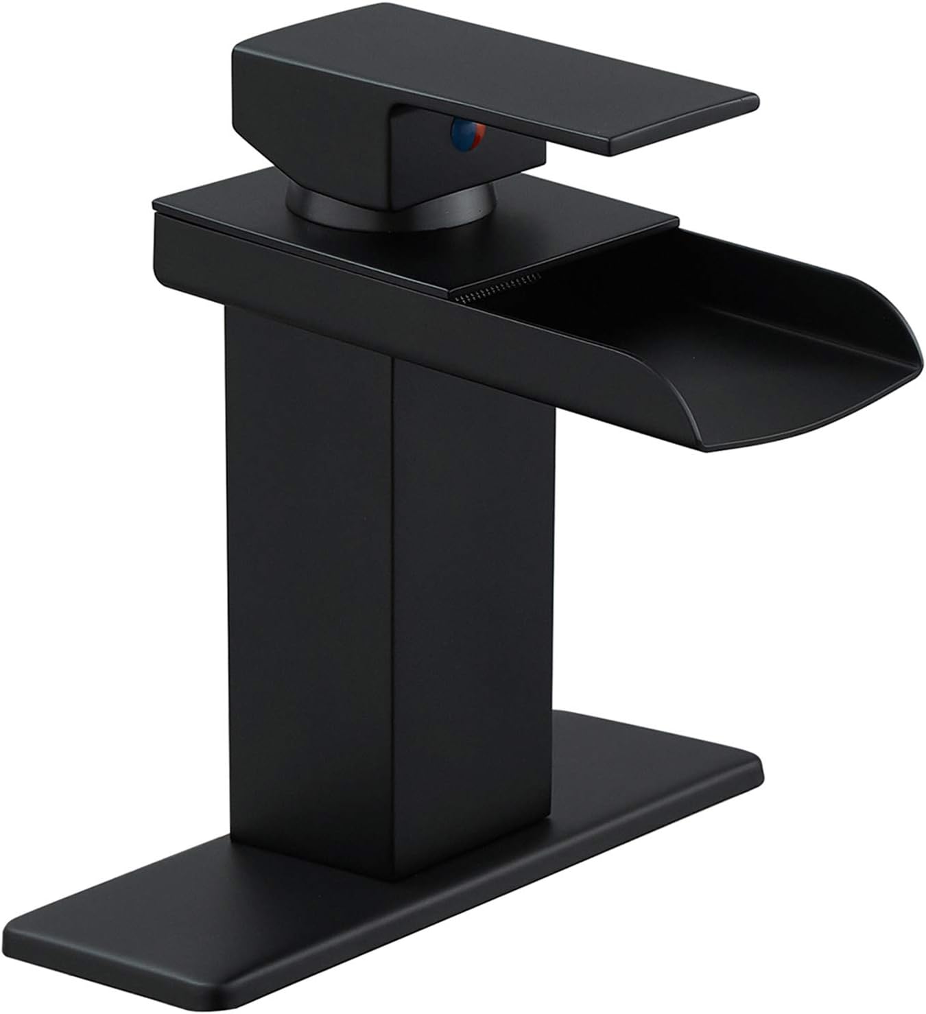 Black Bathroom Faucet Waterfall Bathroom Sink Faucet Basin Mixer Tap Matte Black Square Modern Single Handle 1 Hole