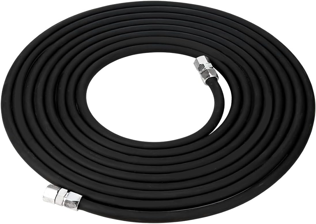 25 Foot Fluid Hose Assembly Set with Fittings for Spray Guns, Paint Pressure Pot Tanks, Professional Heavy Duty, 3/8