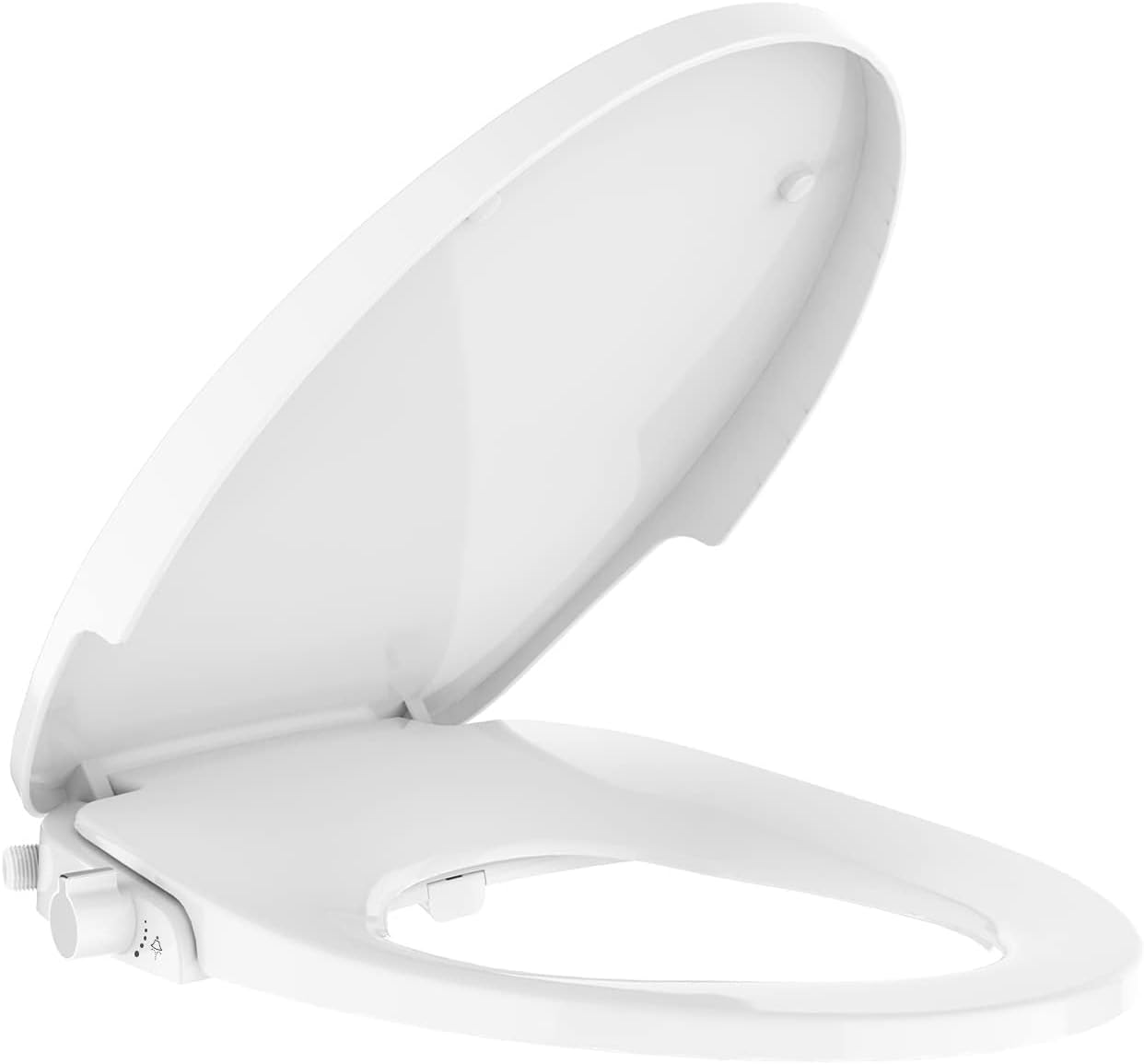 Bidet Toilet Seat for Round Toilet, Non-Electric Cold Water Wash PP Bidet Seat with Self-Cleaning Nozzle, Hygiene Toilet Seat Cover for Women, Easy Installation, White, 17 Inch