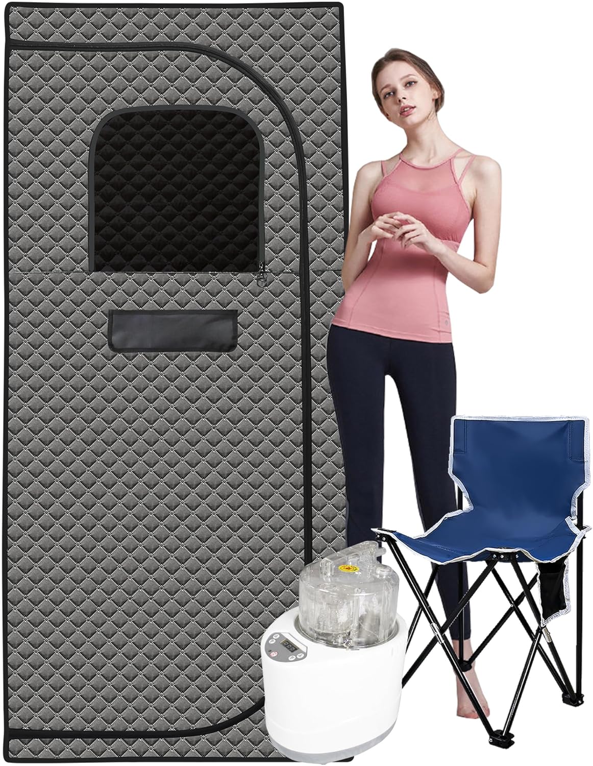Sojourner Portable Sauna for Home - Personal Spa Experience Anytime, Steam Sauna Tent with Heater and Remote, Compact and Foldable, Grey