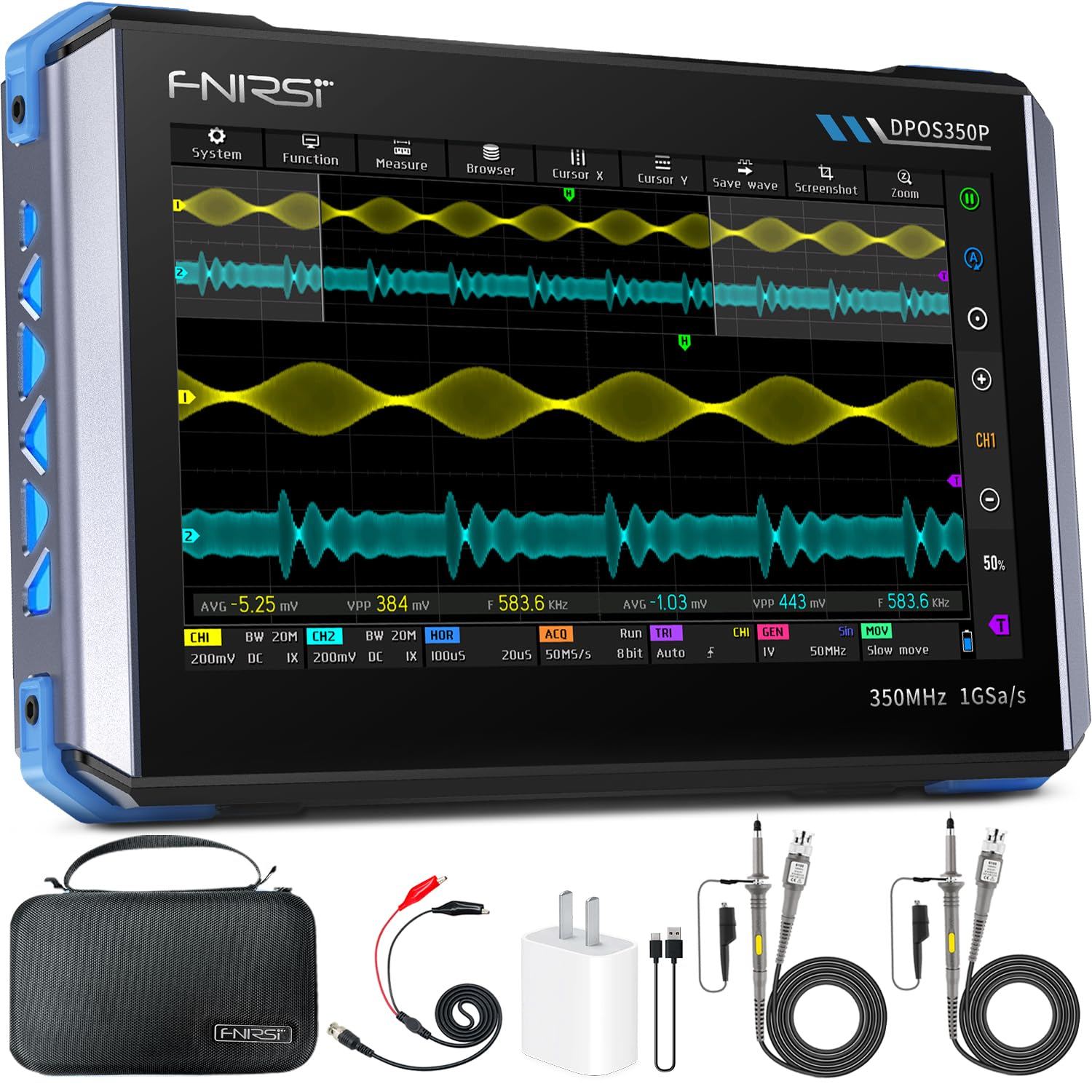 FNIRSI DPOS350P Tablet Oscilloscope, 350MHz, 7