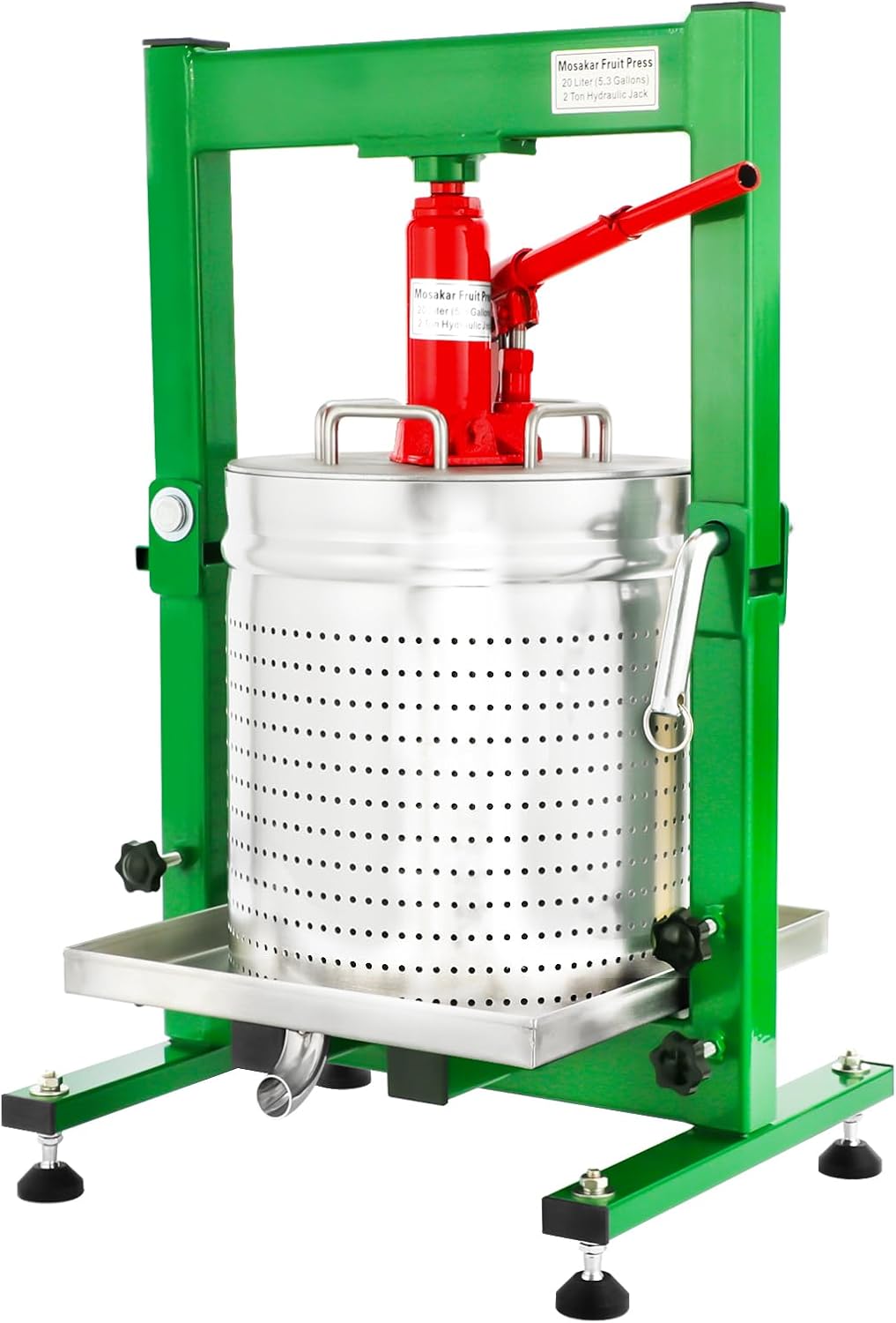 Mosakar Hydraulic Fruit Press 5.28 Gal 2 Ton Stainless Steel