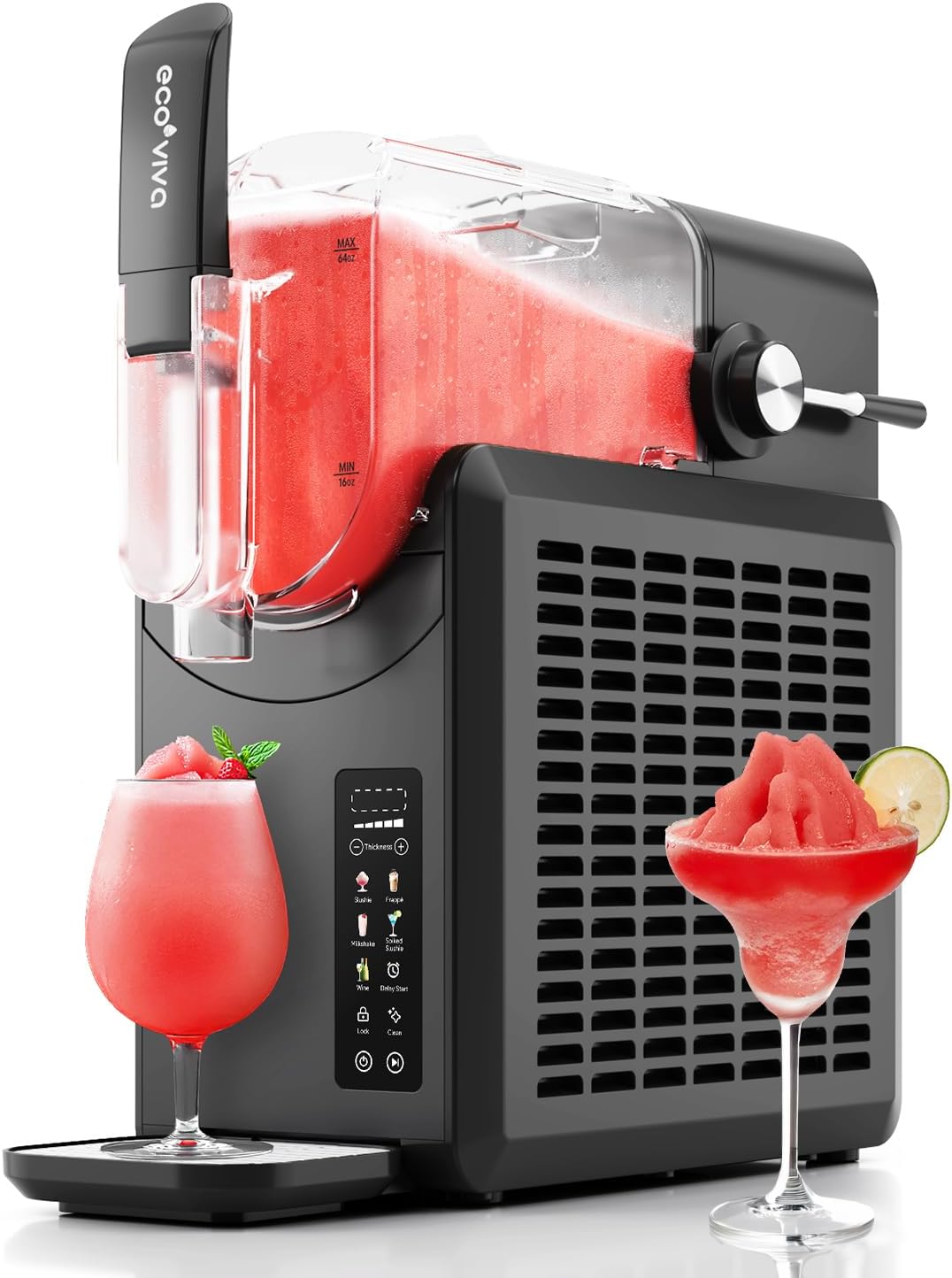 Ecoviva Slushie Machine, 88oz, Flashfreezing, 5 Presets, Black