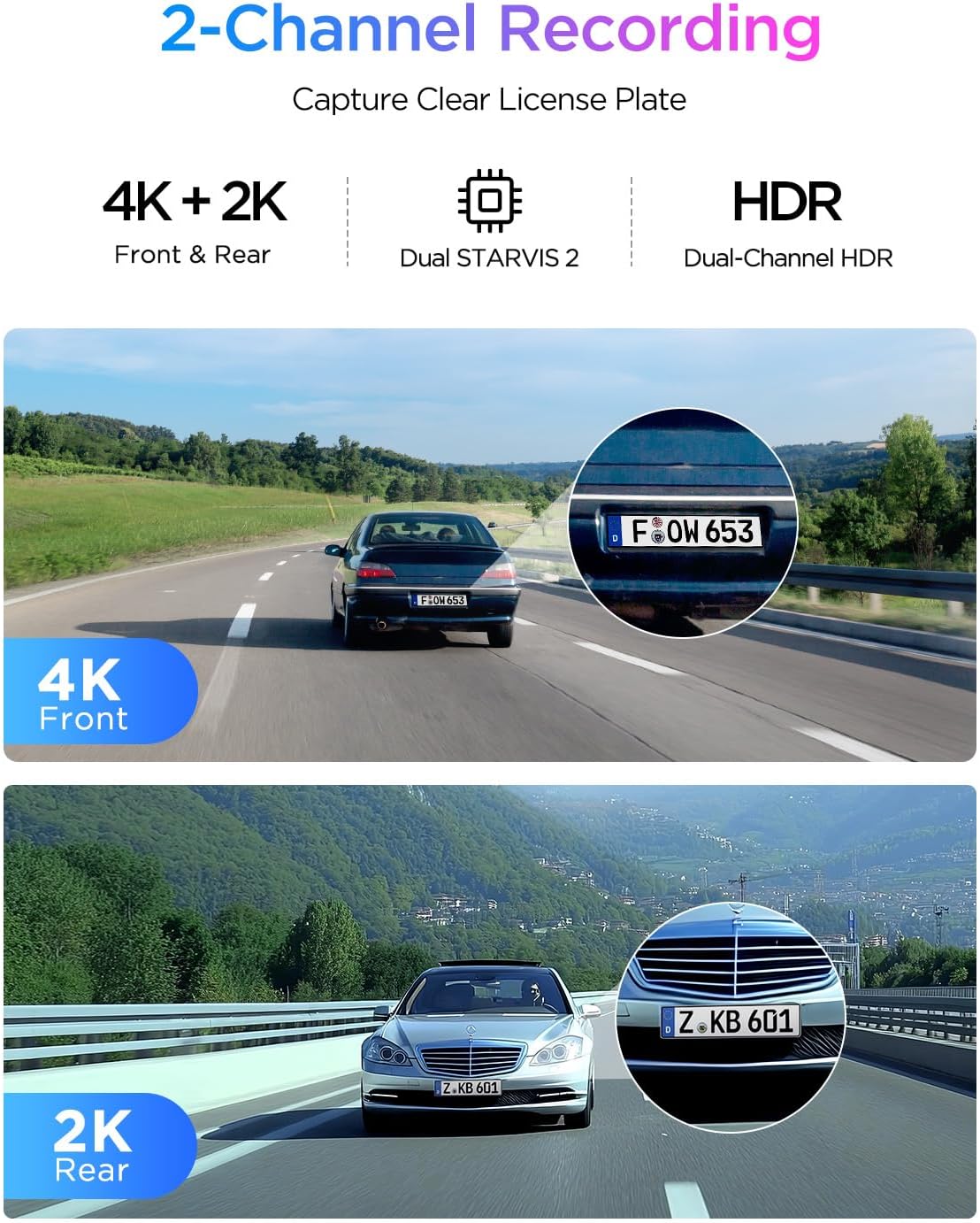 VIOFO A329S 4K Dash Cam Front & Rear, Dual STARVIS 2, Wi-Fi 6, 4TB Support