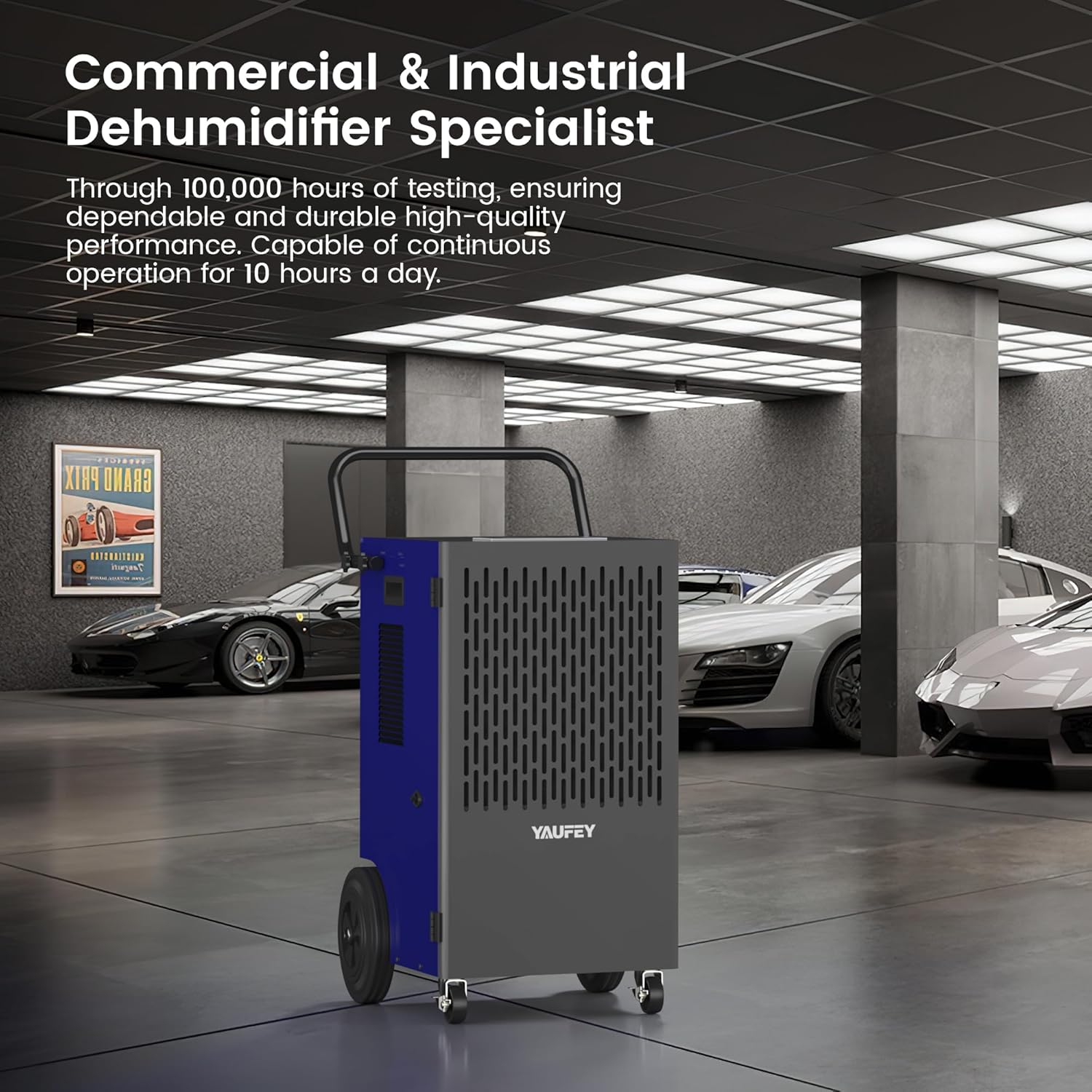 Yaufey 155 Pint Commercial Dehumidifier with Pump, for 8,000 Sq Ft Basement