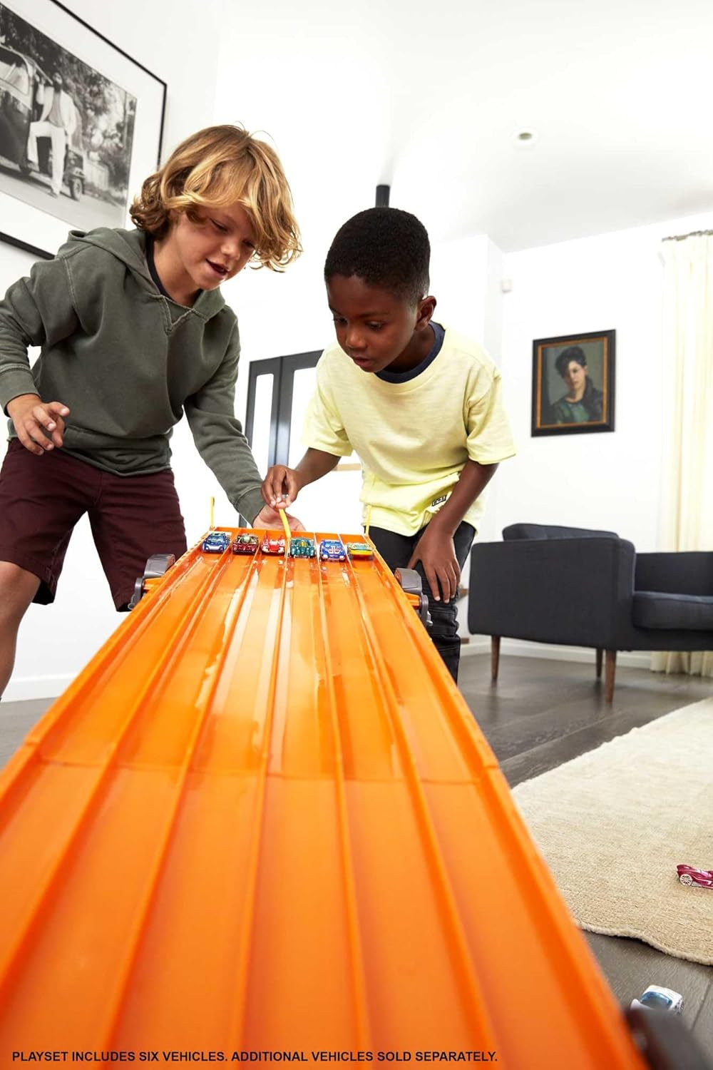 Hot Wheels Super 6-Lane Raceway Track Set, Lights & Sounds, 6 Cars