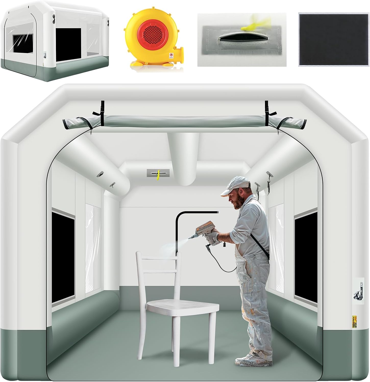 GORILLASPRO Inflatable Paint Booth Tent 13x10x8Ft Blower Filter