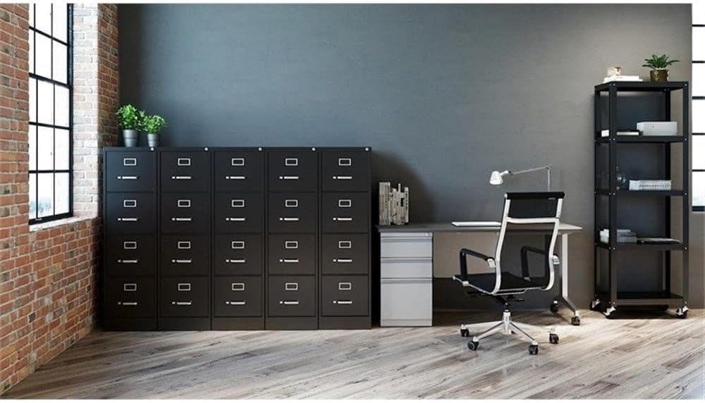 Scranton & Co 4-Drawer Metal File Cabinet, Locking, Black