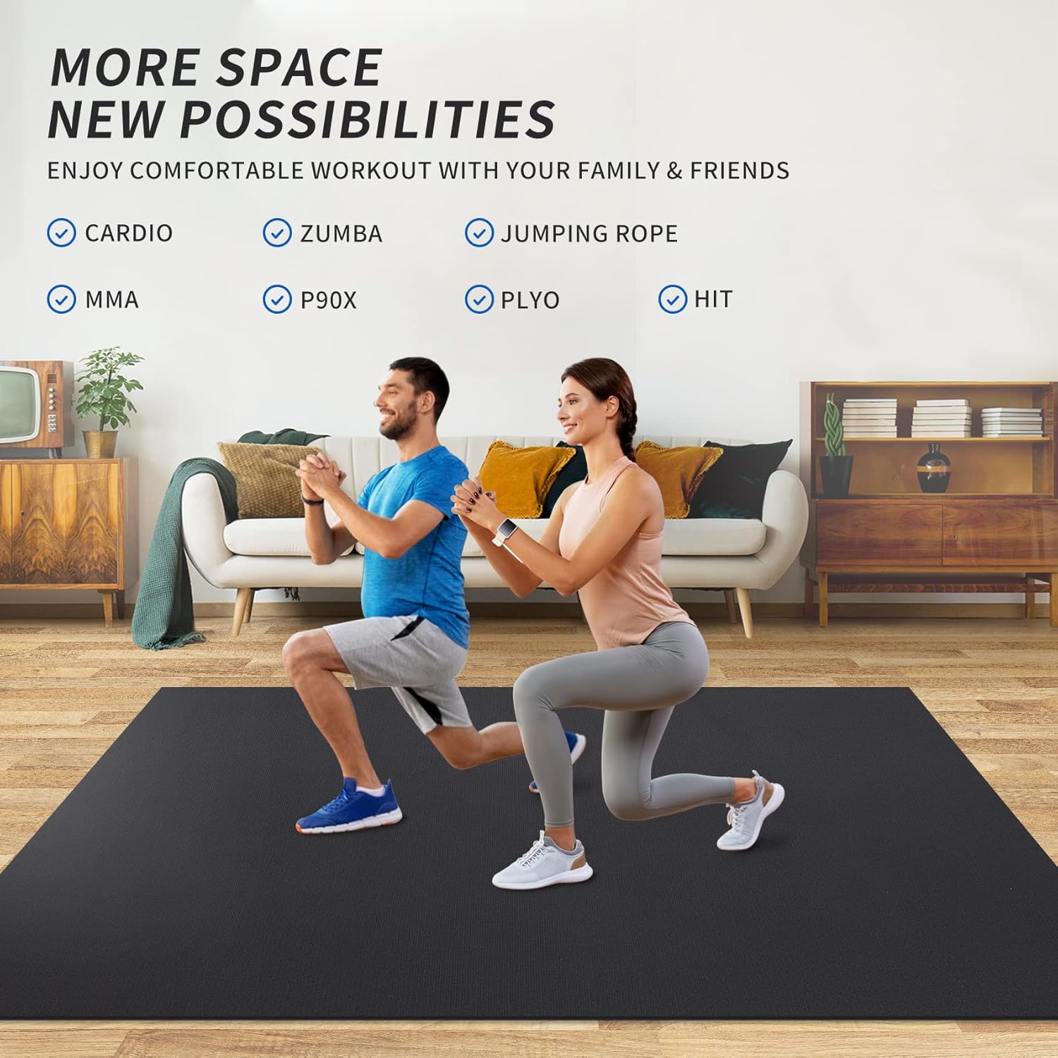 MRO Extra Large Exercise Mat 12'x7' Non-Slip Thick Home Gym