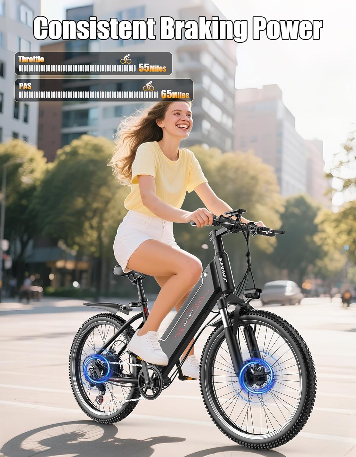 Electric Bike 1500W 480Wh Battery 28MPH 26