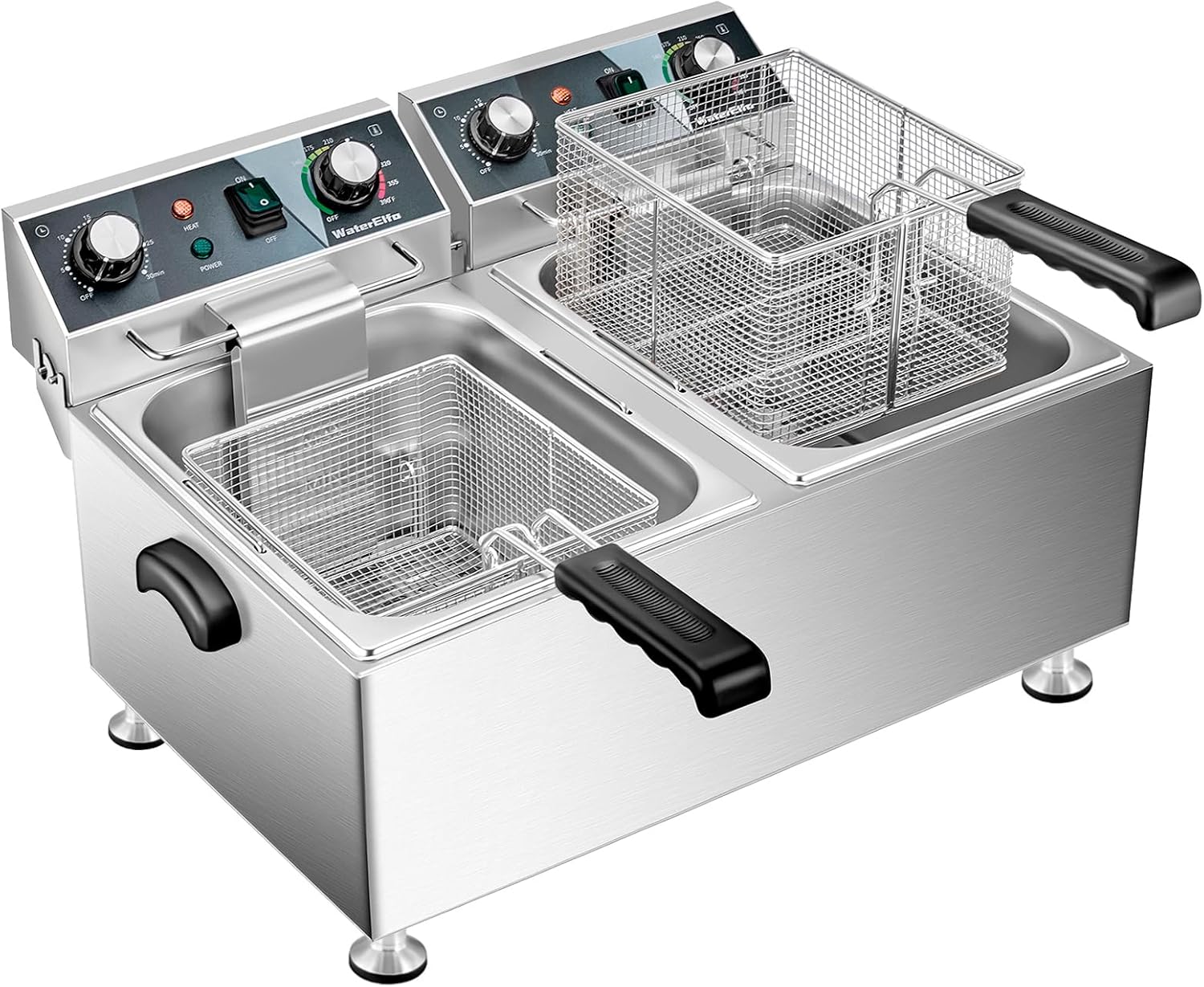 Commercial Deep Fryer Double Basket 13Lx2 1800W Timer Control