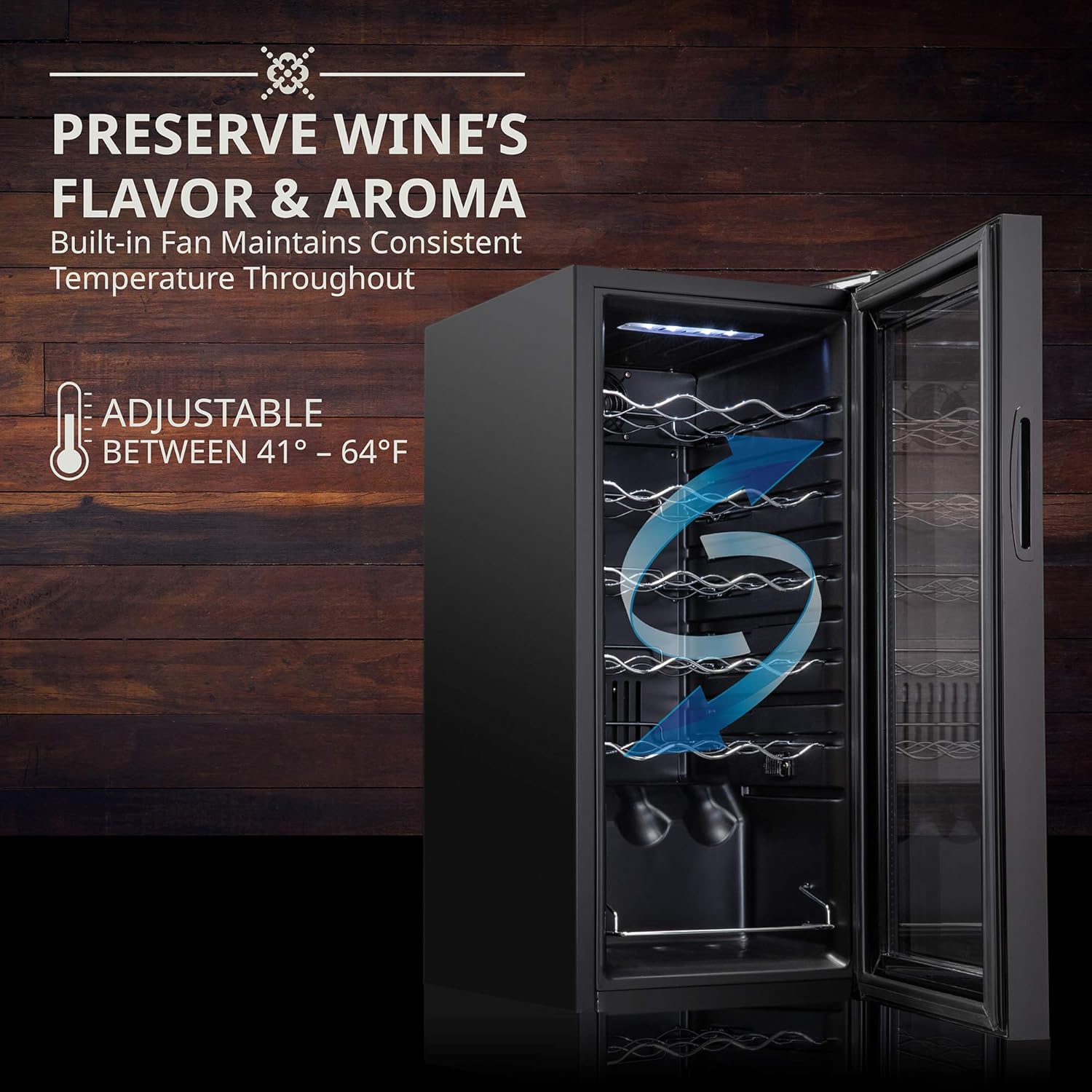 Ivation Wine Cooler 18 Bottle Lock Digital Temp Glass Door