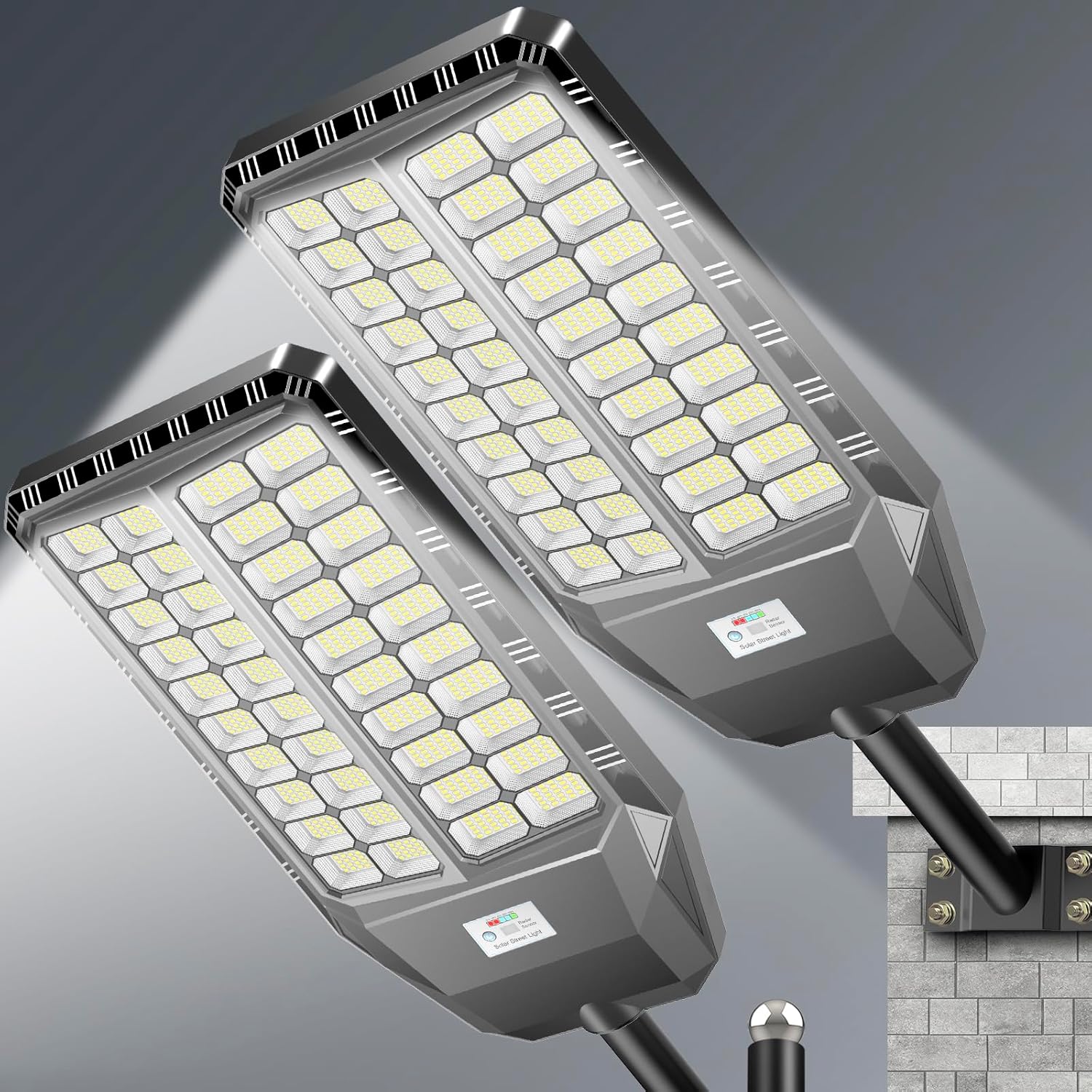 9000W Solar Street Lights Outdoor, Motion Sensor, 2-Pack