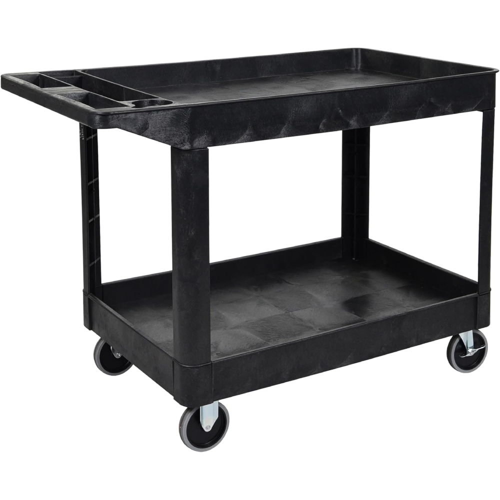 Tubstr Extra Large Utility Cart, 2-Shelf, 500 lb Capacity, Black