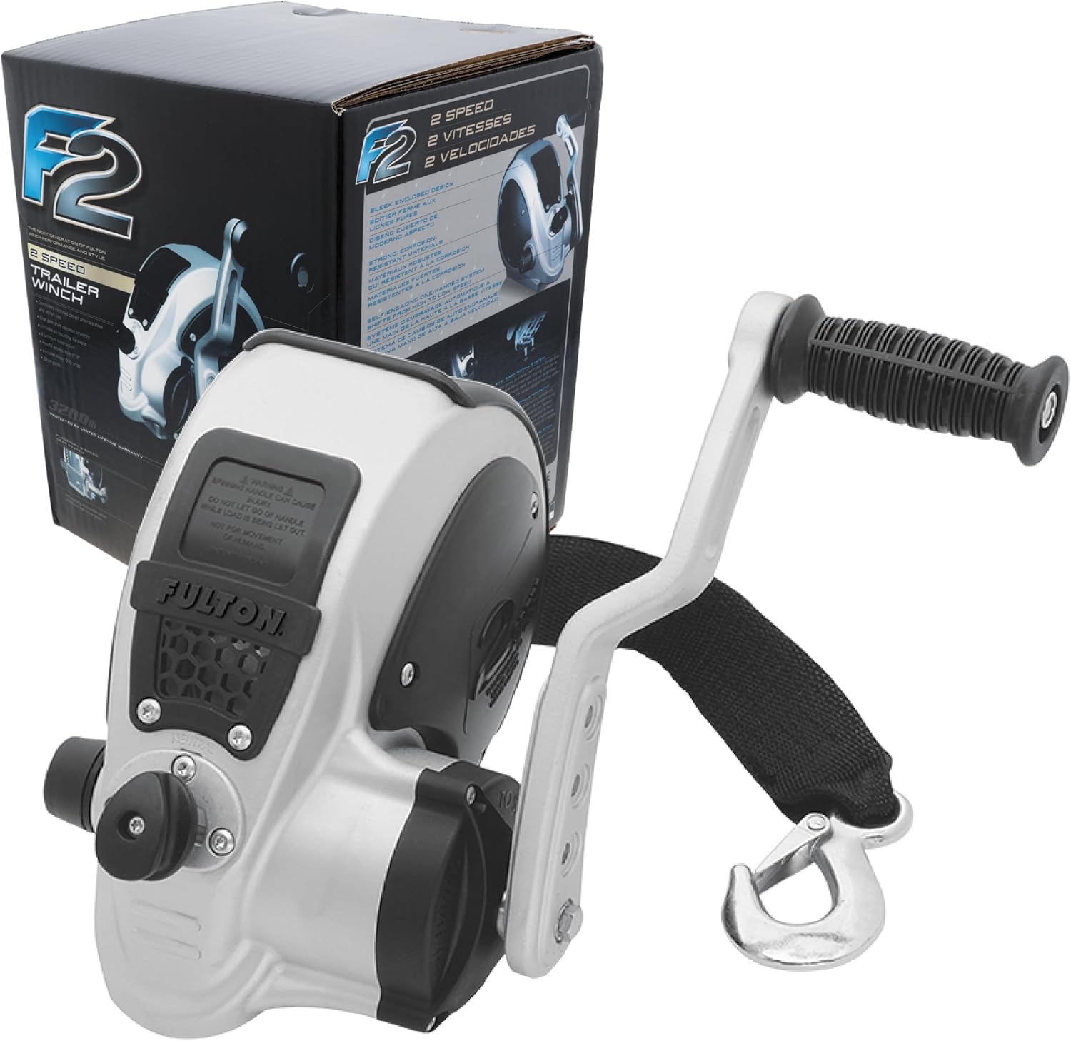 Fulton F2 Marine Trailer Winch 3200lbs 2-Speed Adjustable