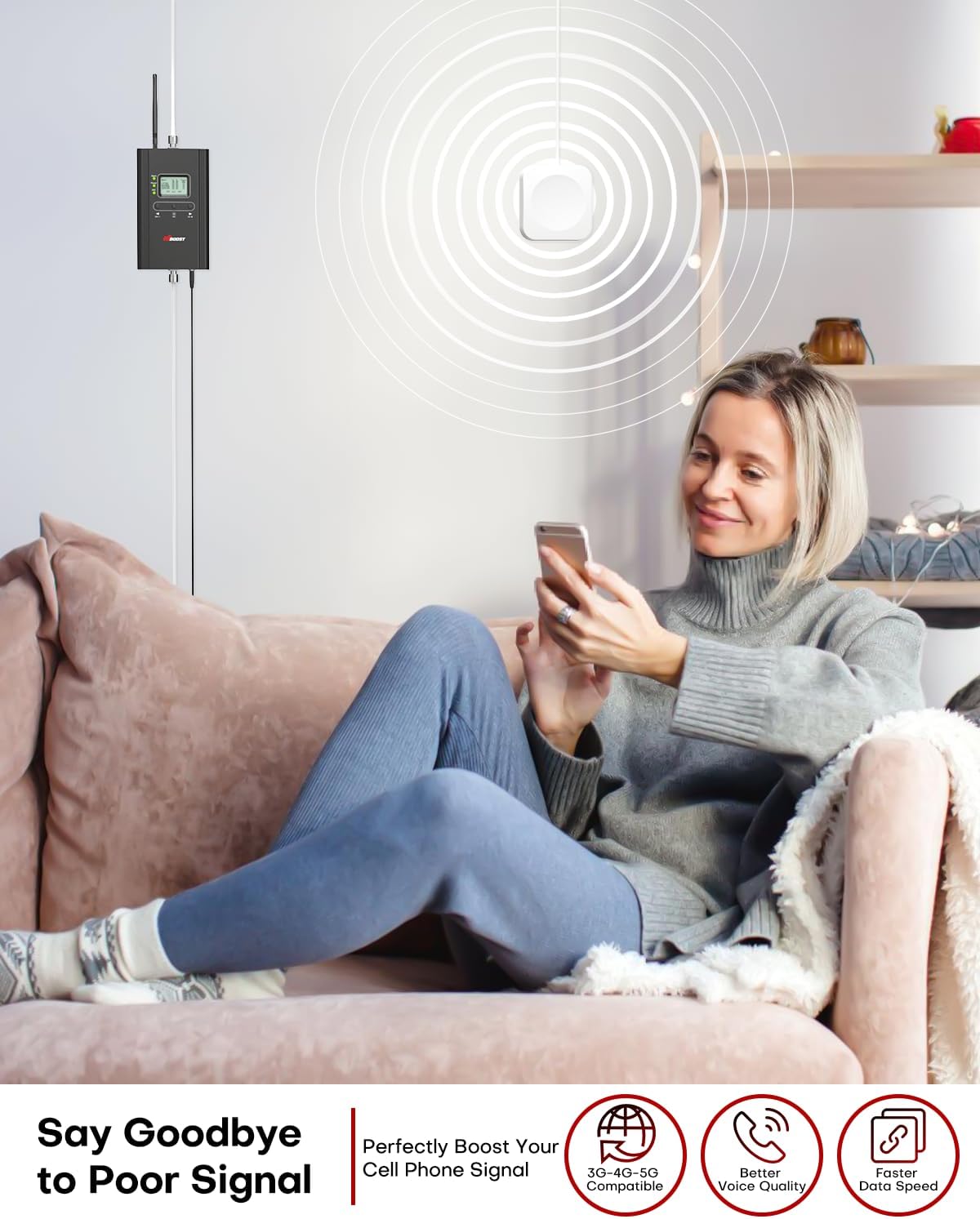 Hiboost Cell Signal Booster for Home, 4000 Sq Ft, FCC Approved