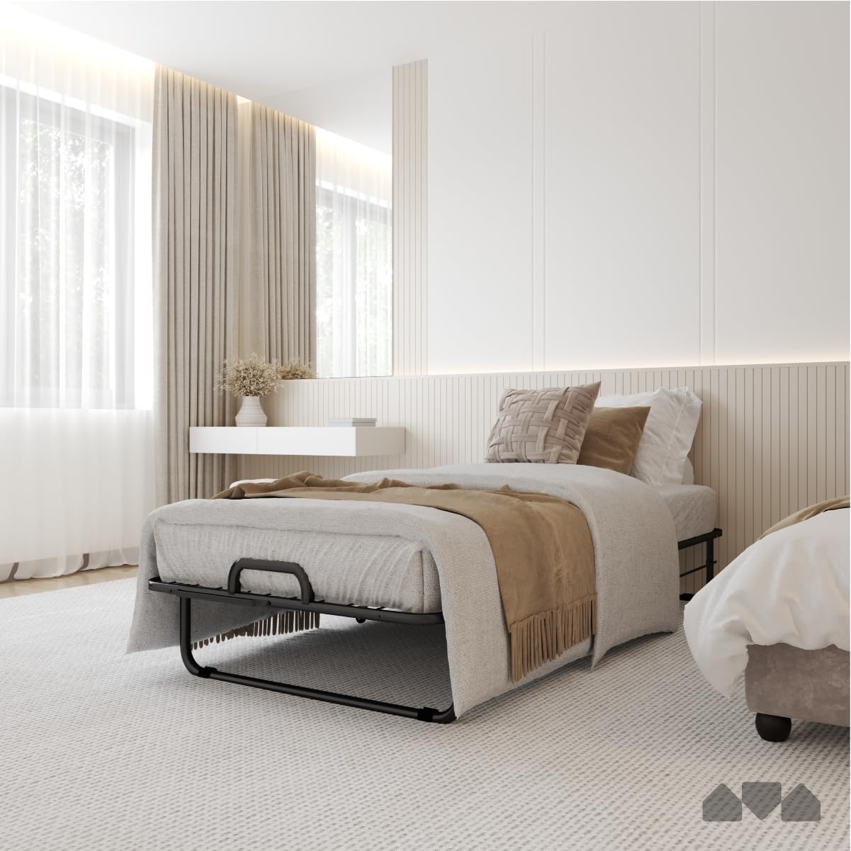Milliard Deluxe Folding Bed with Memory Foam Mattress, Twin Size, 75