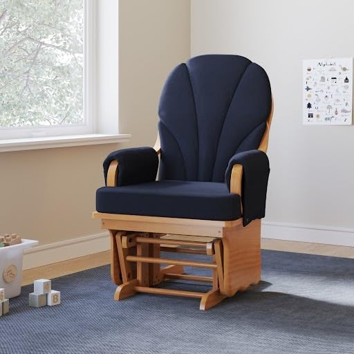 Foundations Lullaby Glider Rocker Chair, Natural/Blue
