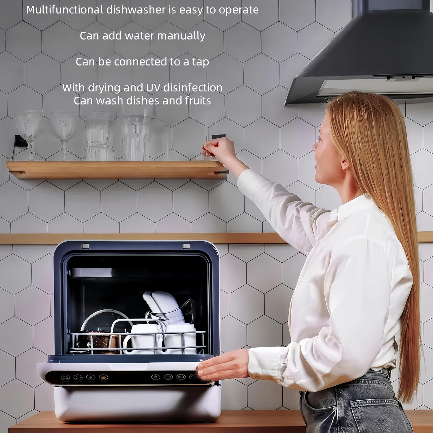 Tabletop Dishwasher Portable 4 Wash Modes Drying Sterilizing