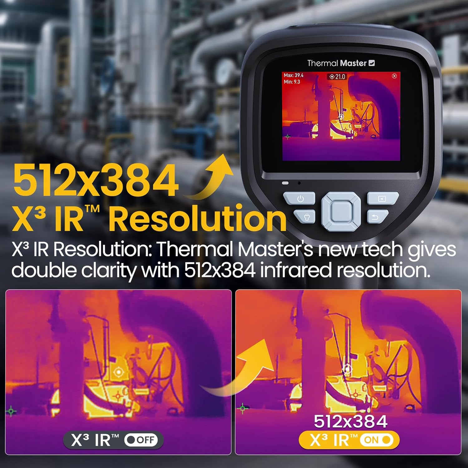 Handheld Thermal Camera, 512×384, Light, IPS Screen, Thor 002
