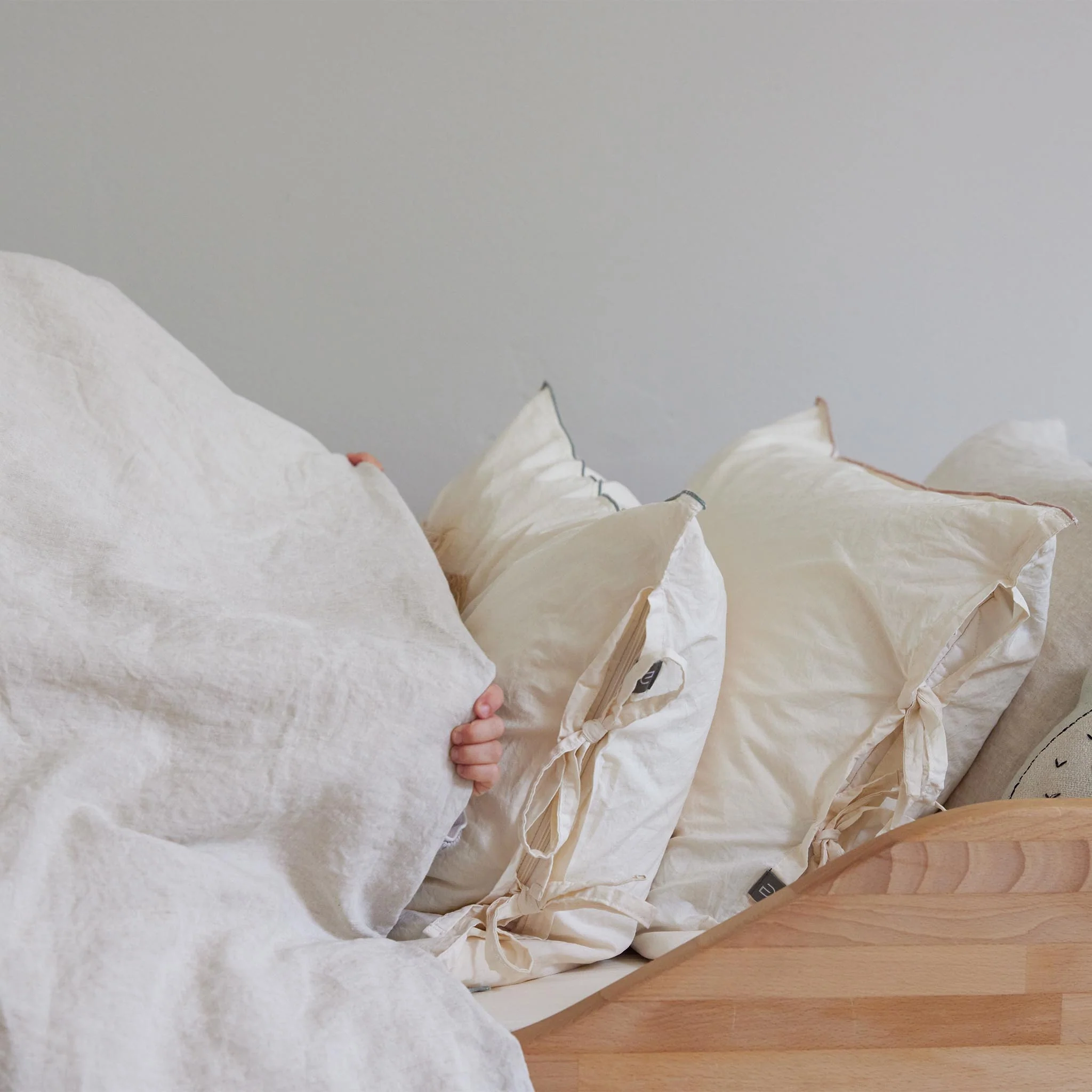 Perkal-Kinderbettwsche-Set Narini [Natur & Blasses Rosa]