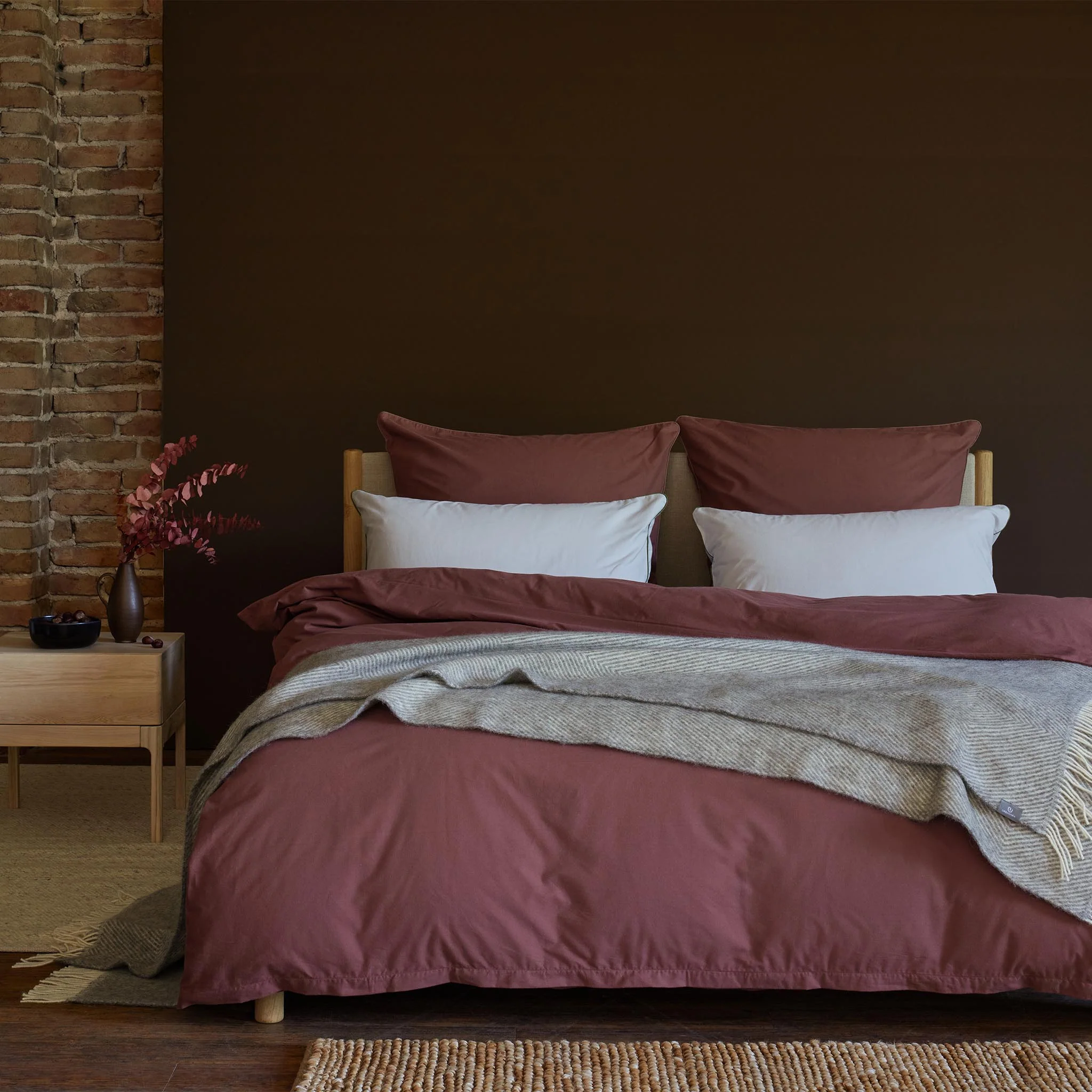 Feine Flanell-Bettwsche Cambra [Hellgrau & Olivgrün]