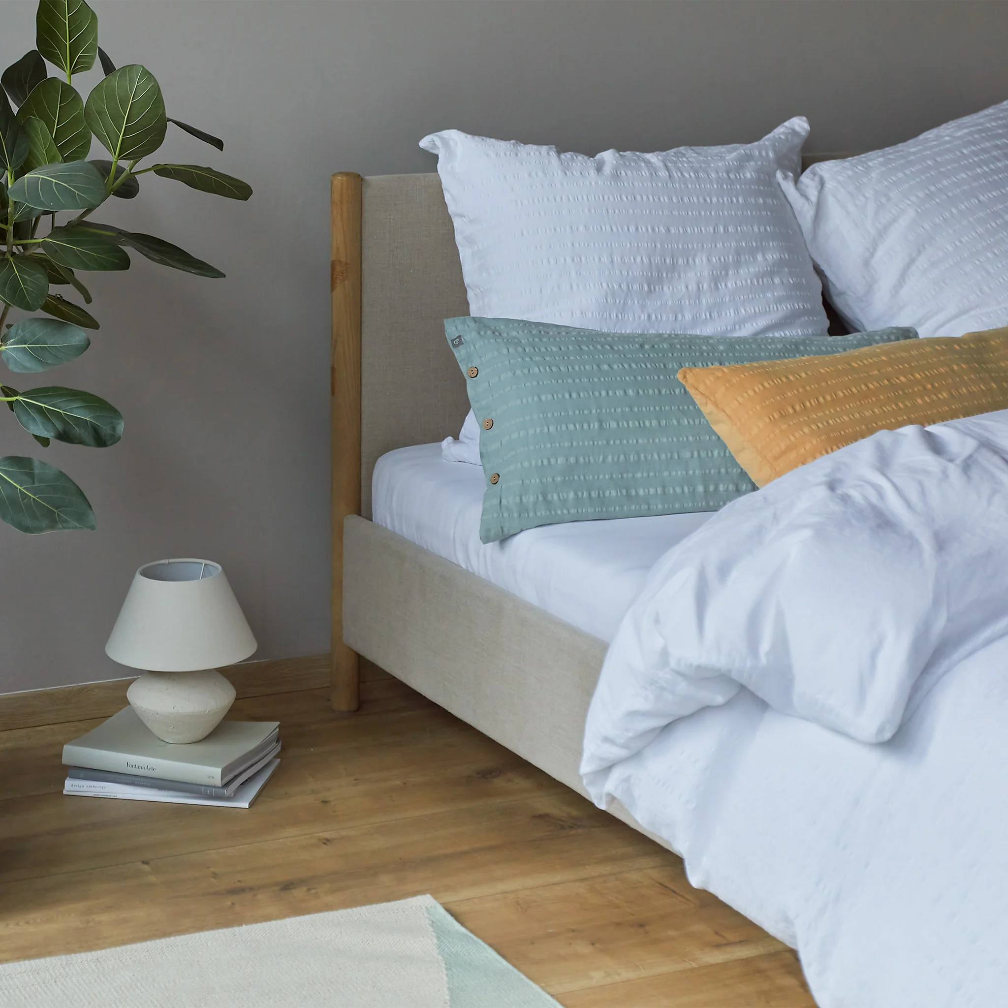 Seersucker-Bettwsche Serras [Helles Grüngrau]