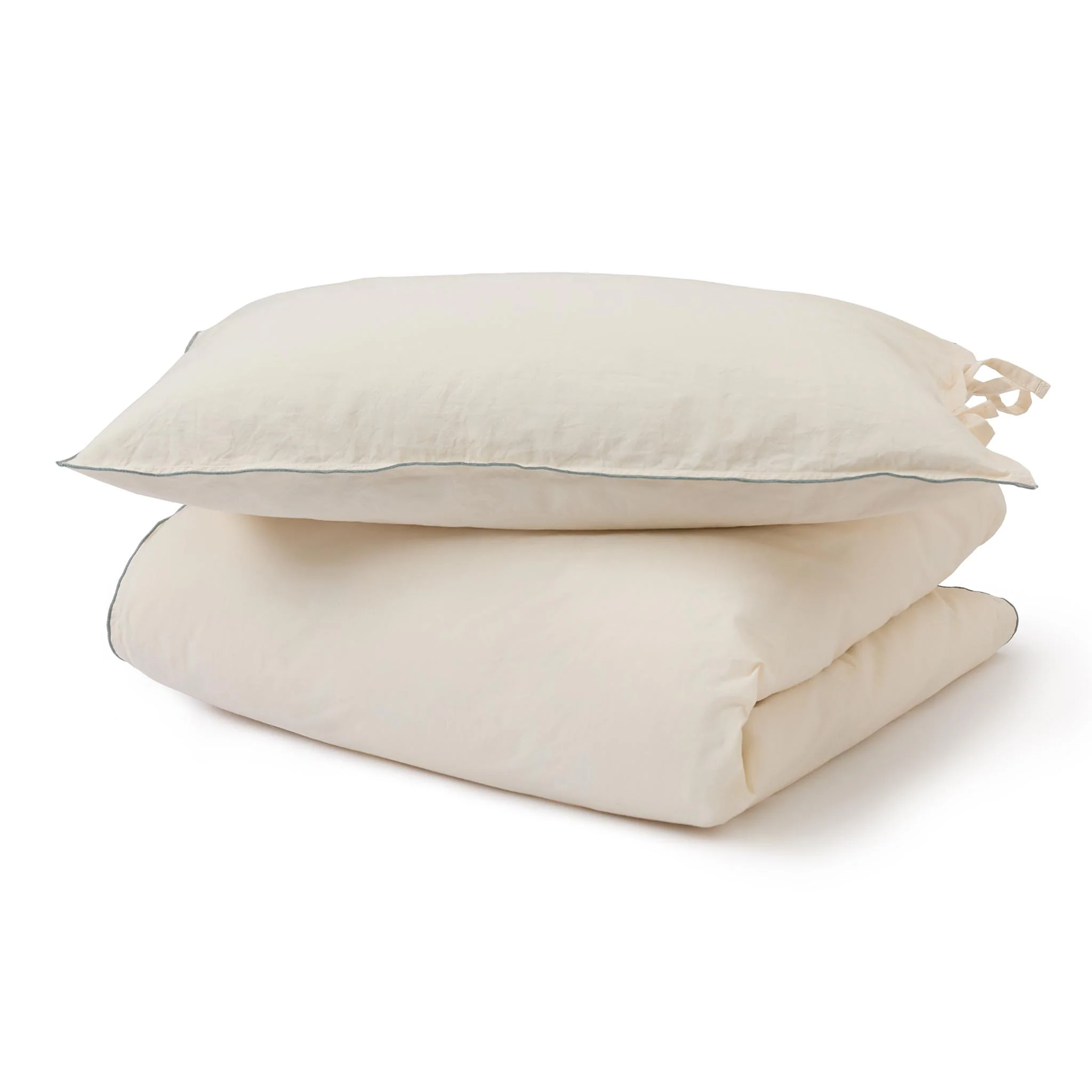 Perkal-Kinderbettwsche-Set Narini [Natur & Graugrün]