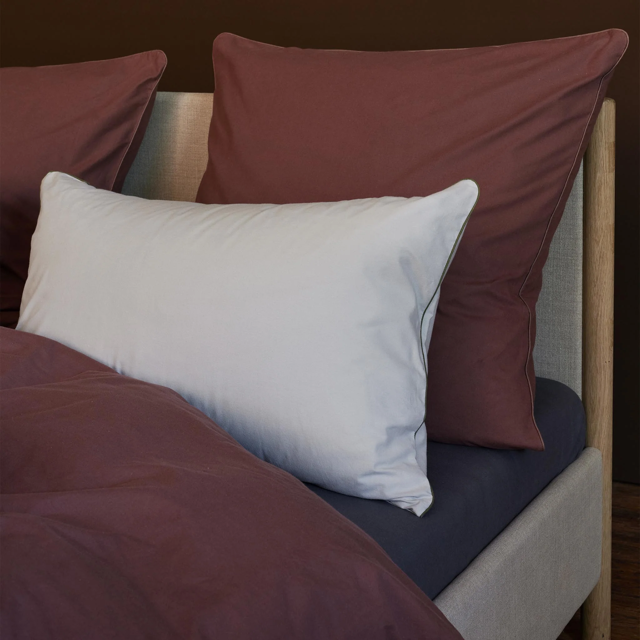 Feine Flanell-Bettwsche Cambra [Hellgrau & Olivgrün]