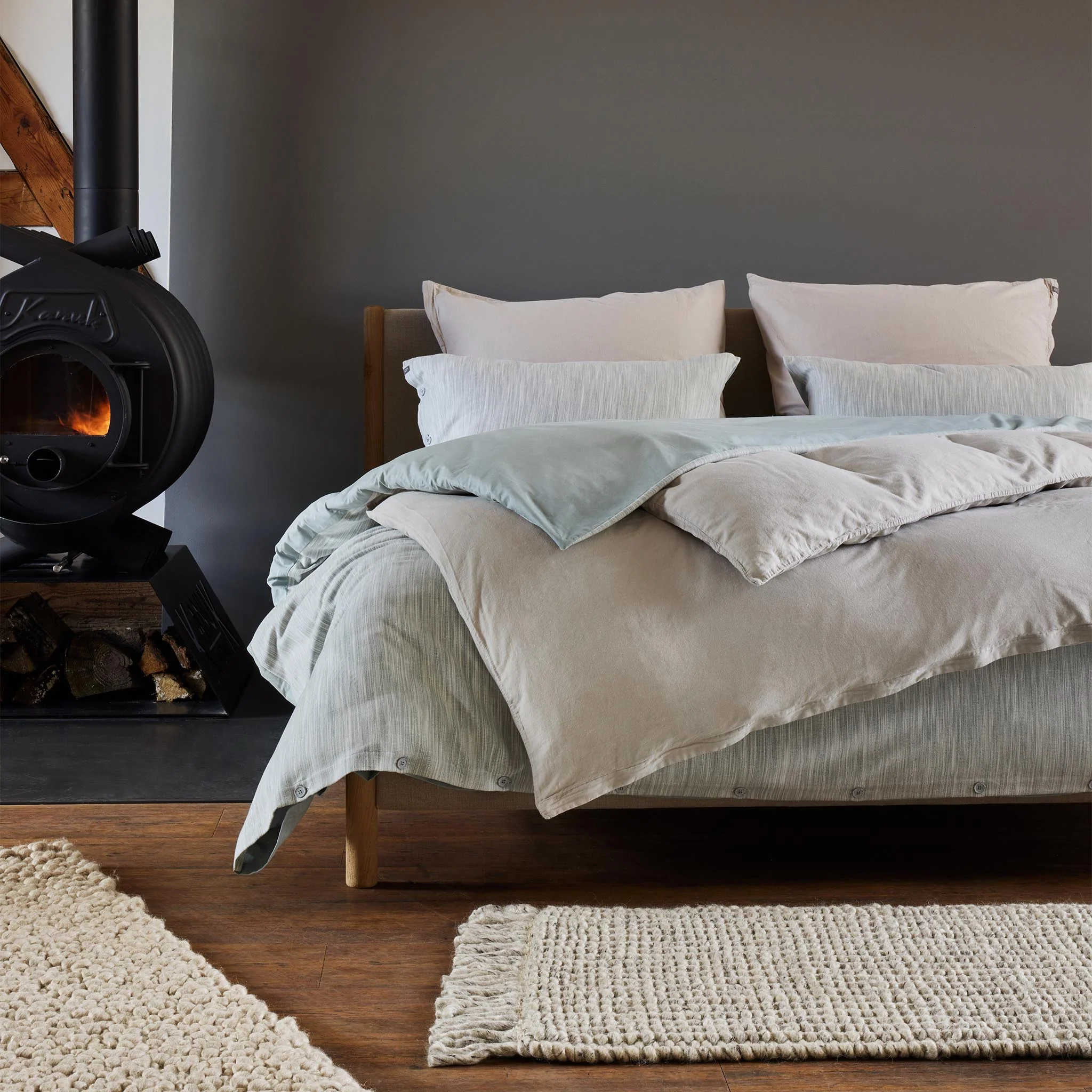 Baumwoll-TENCEL Lyocell-Bettwsche Elvas [Salbeigrün & Grüngrau]